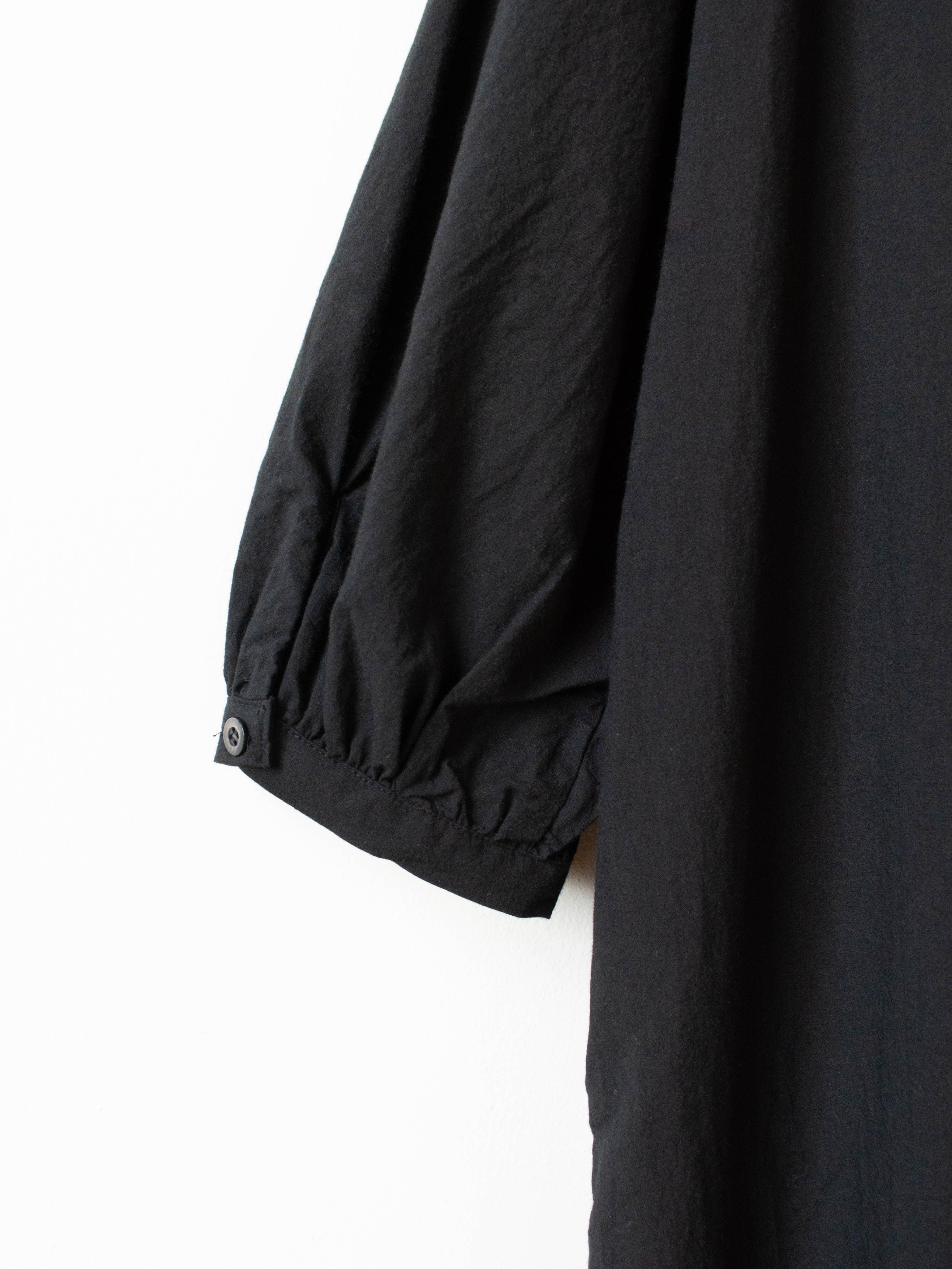Namu Shop - Ichi Antiquites Azumadaki Band Collar Shirt Dress - Black