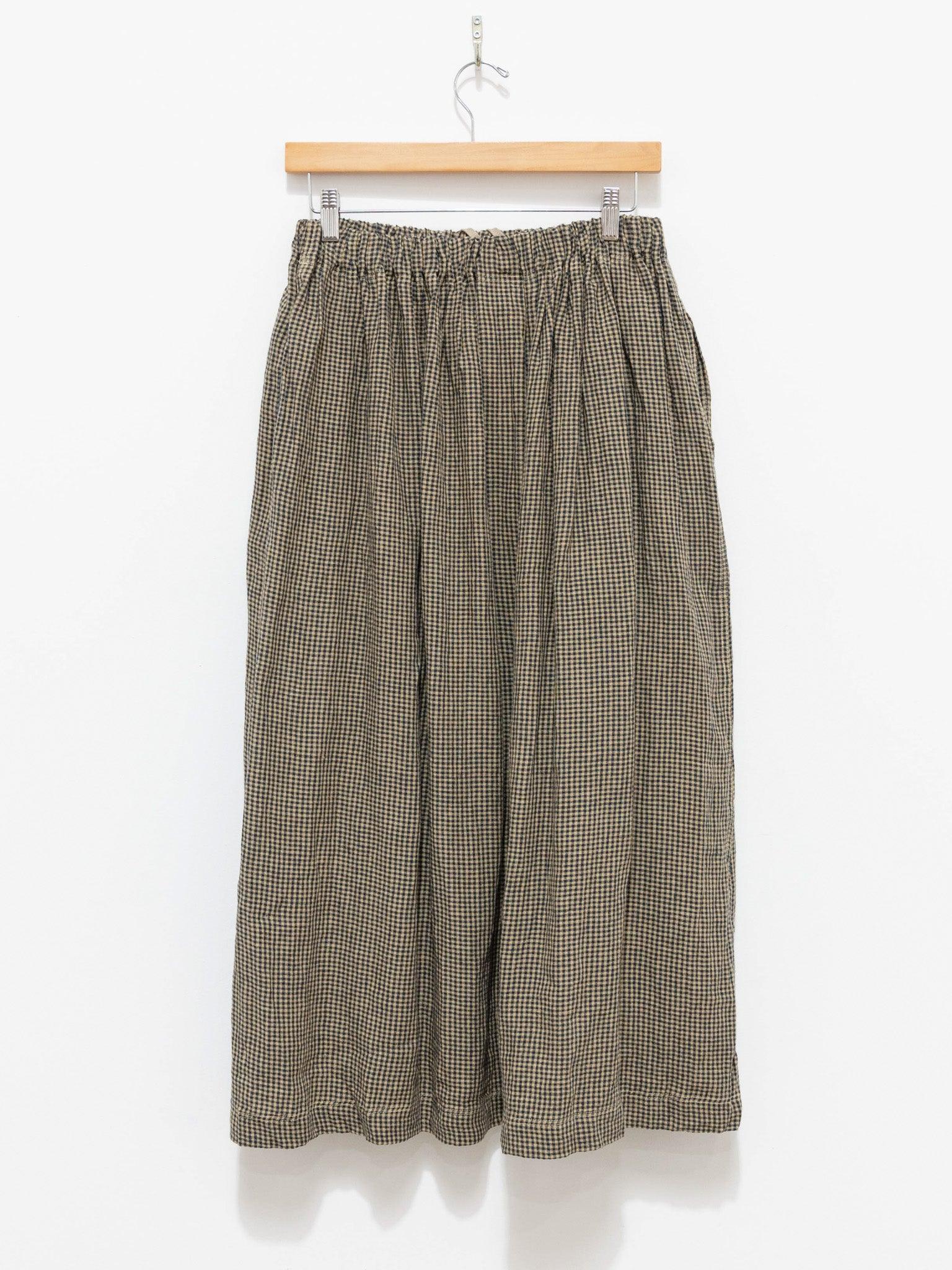 Namu Shop - Ichi Antiquites Azumadaki Linen Gingham Skirt - Beige/Navy