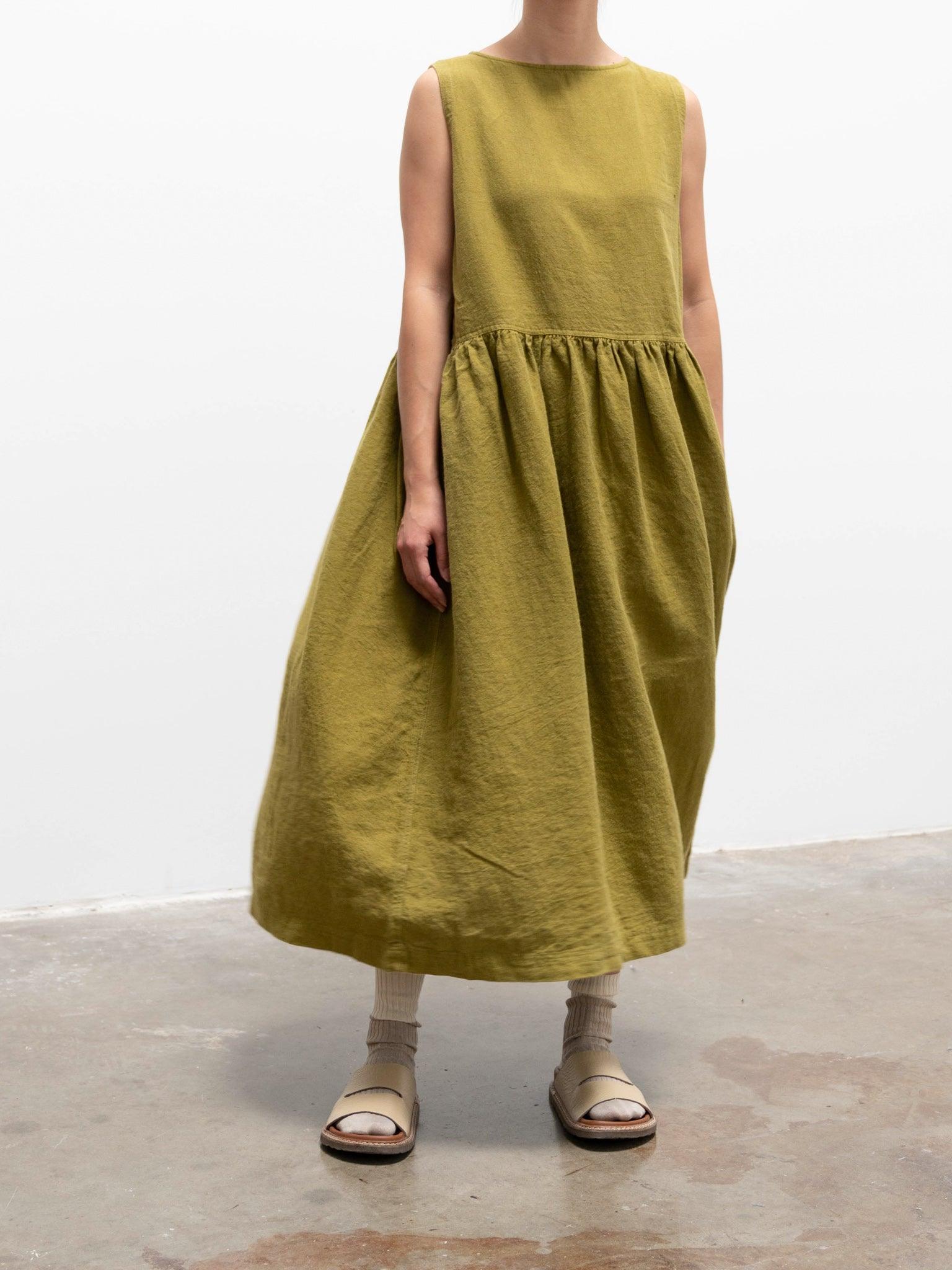 Namu Shop - Ichi Antiquites Azumadaki Sleeveless Dress - Green