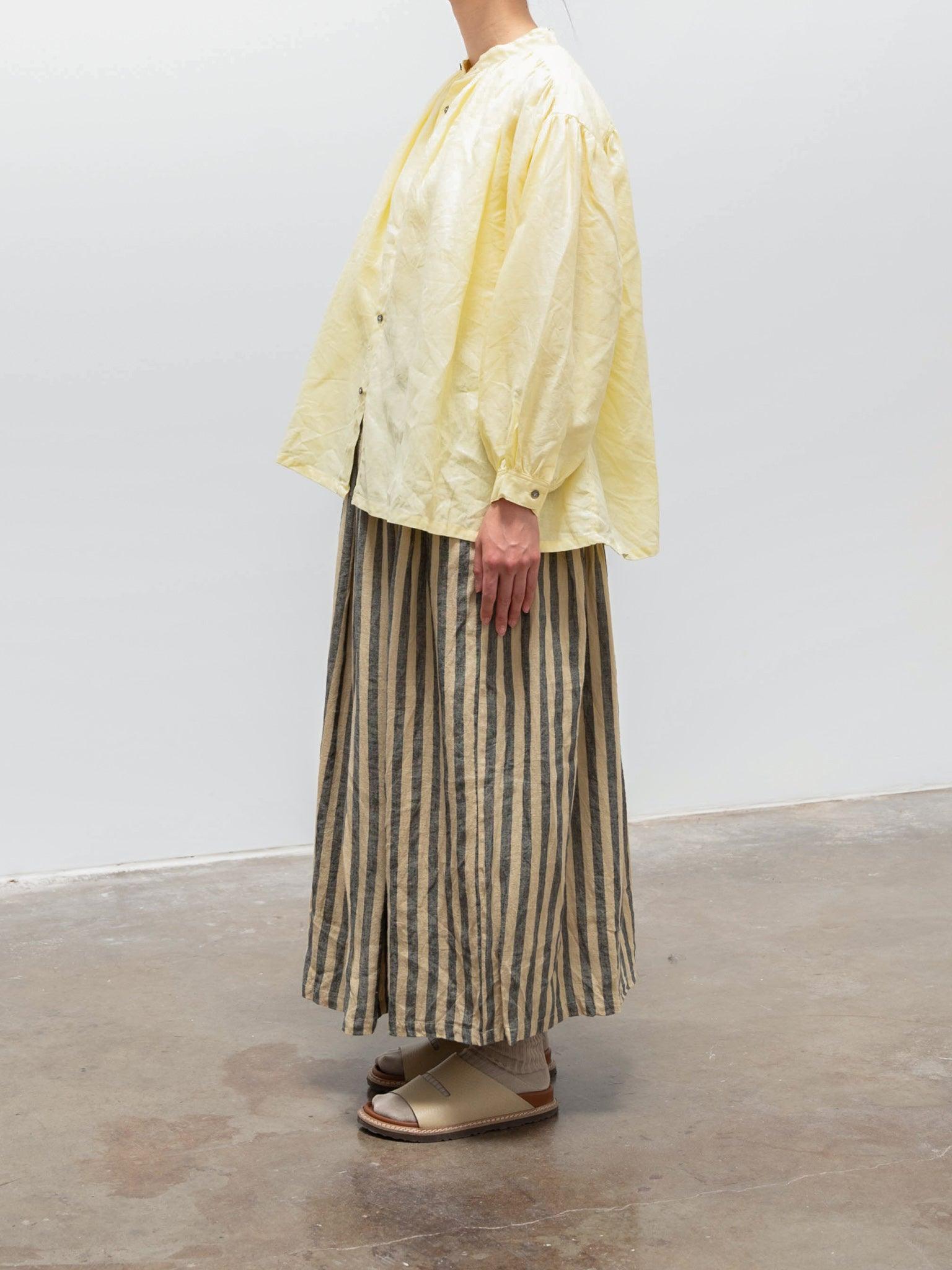 Namu Shop - Ichi Antiquites Azumadaki Stripe Skirt - Beige x Blue