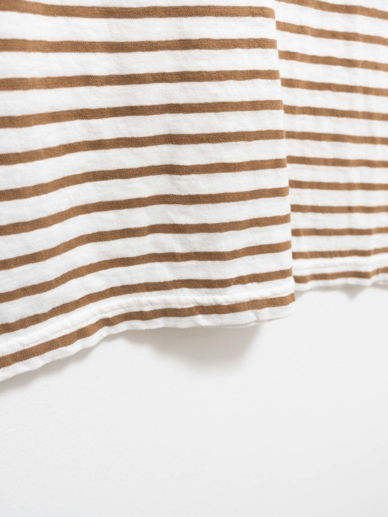 Namu Shop - Ichi Antiquites Border Cotton Jersey Tank Top - White x Camel