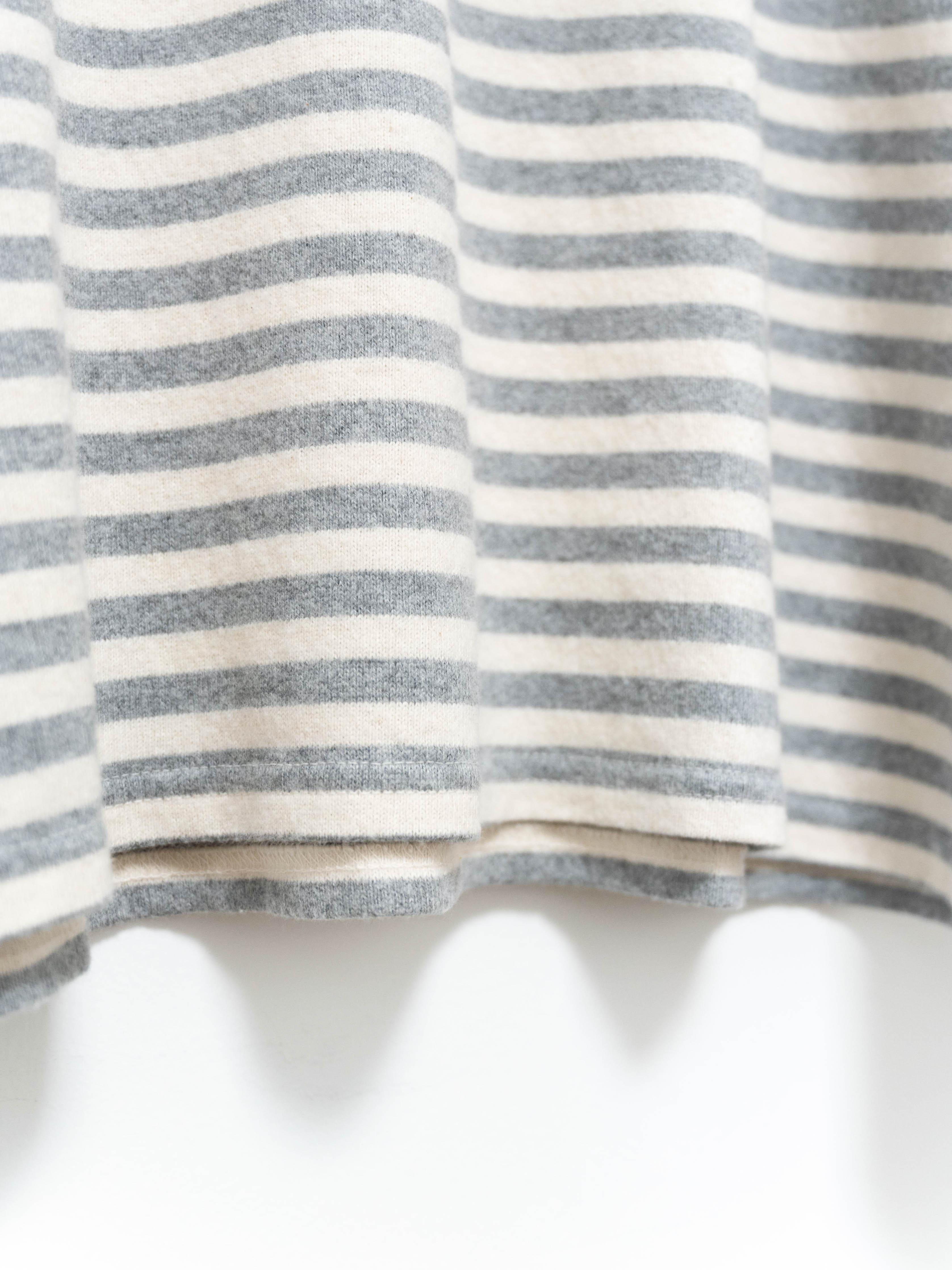 Namu Shop - Ichi Antiquites Brushed Border Wide Knit - Natural x Gray