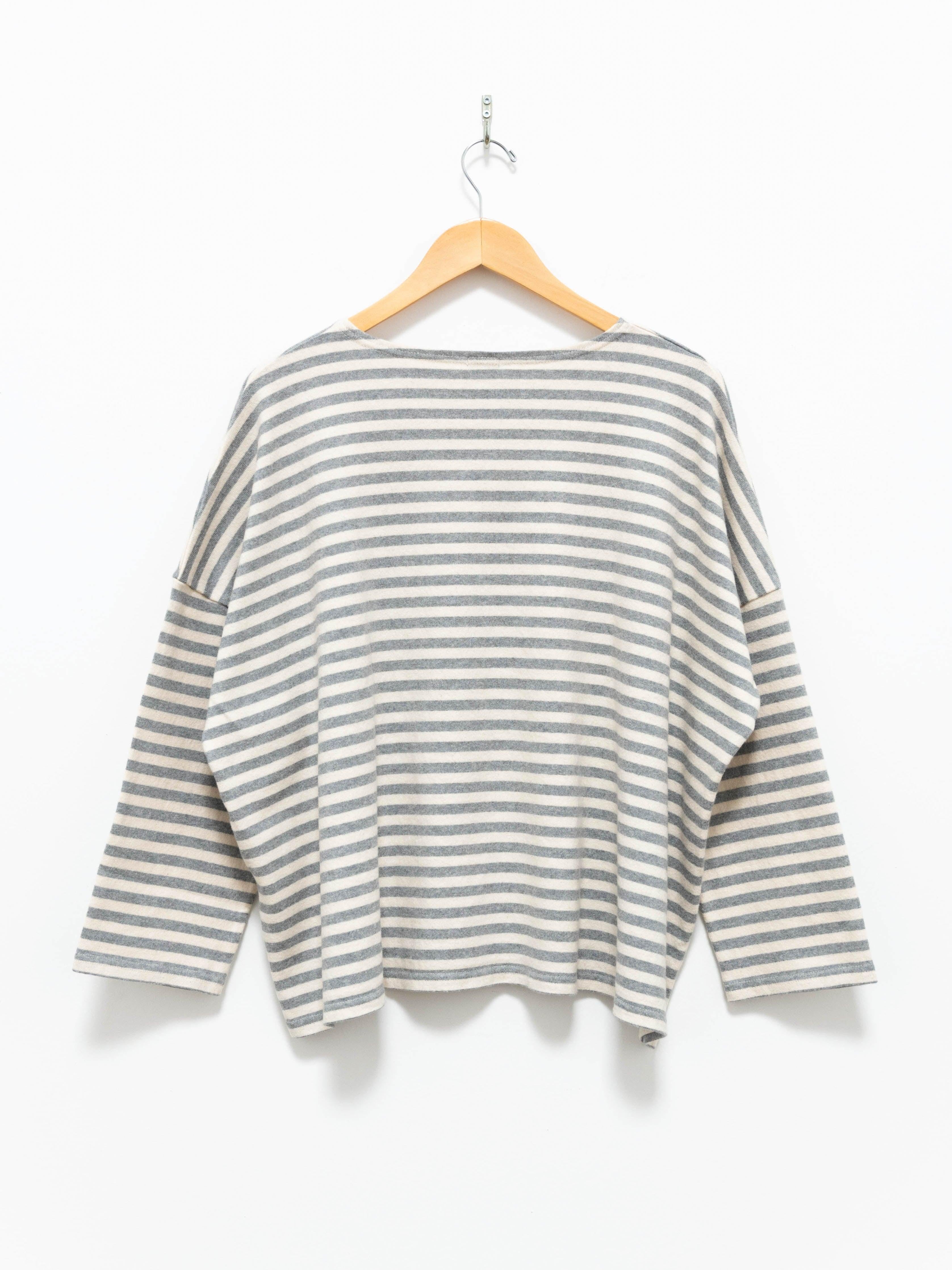 Namu Shop - Ichi Antiquites Brushed Border Wide Knit - Natural x Gray
