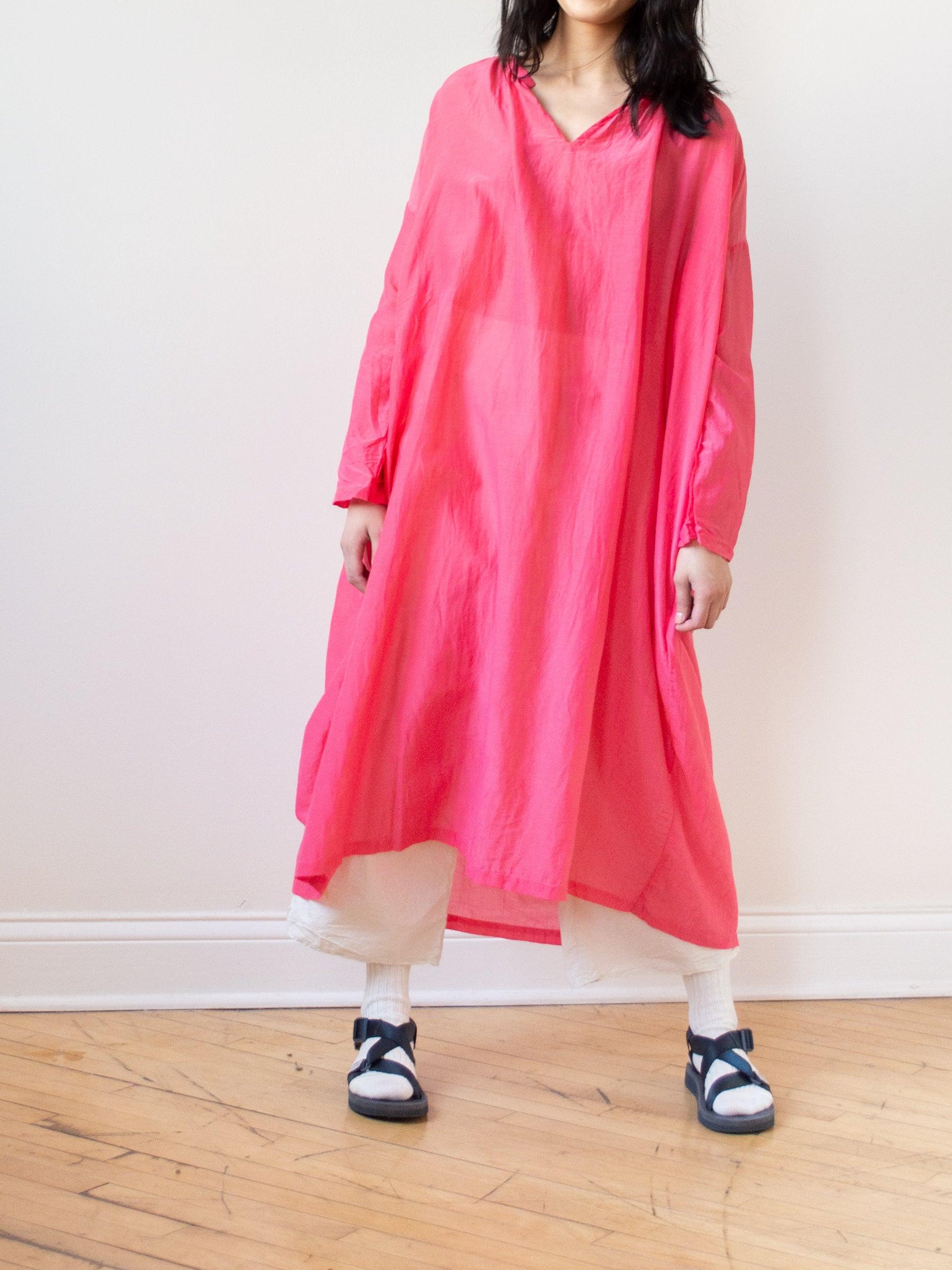 Namu Shop - Ichi Antiquites Co Silk Azumadaki Dress - Pink