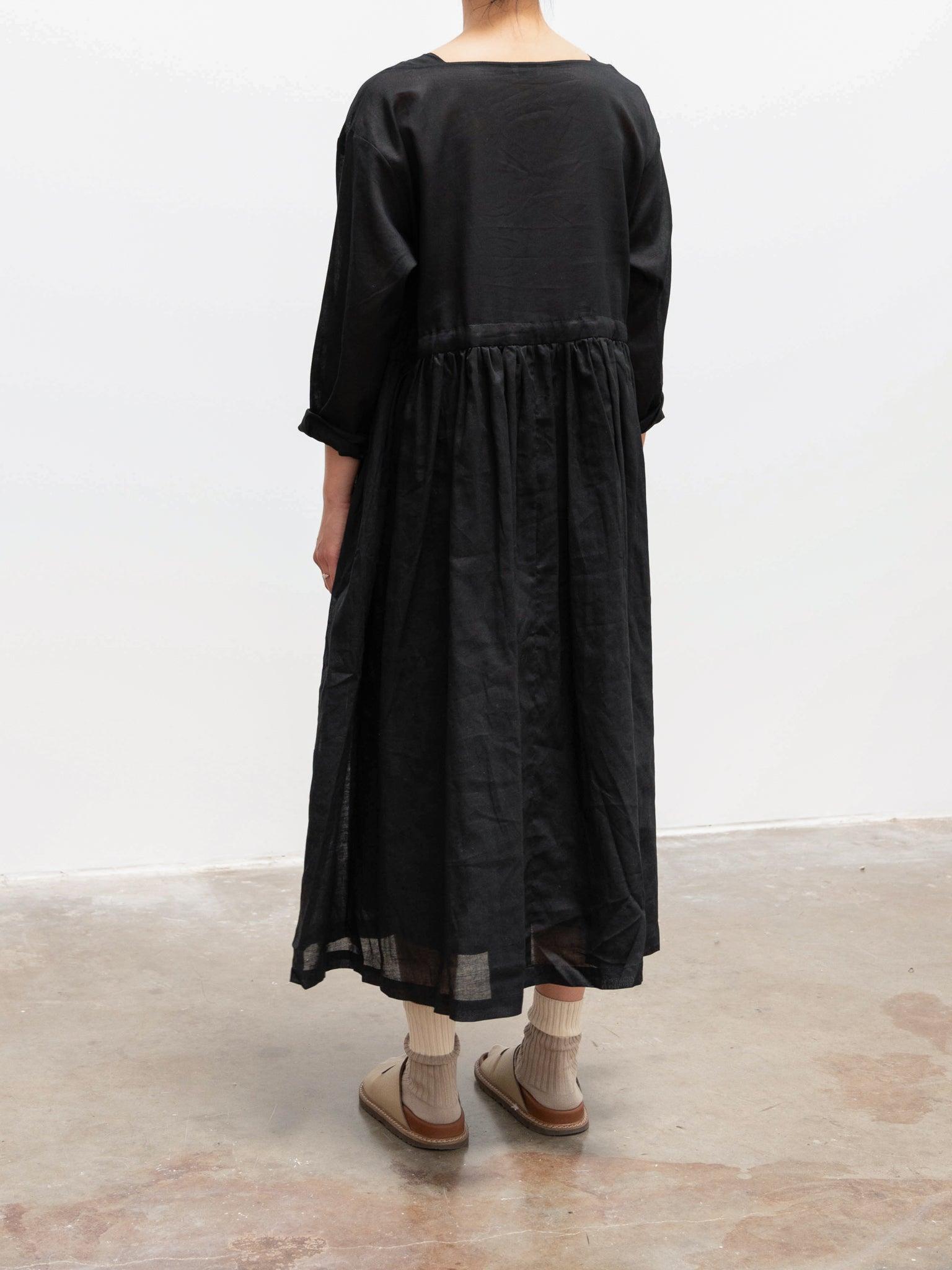 Namu Shop - Ichi Antiquites Co/Li Volume Gather Dress - Black