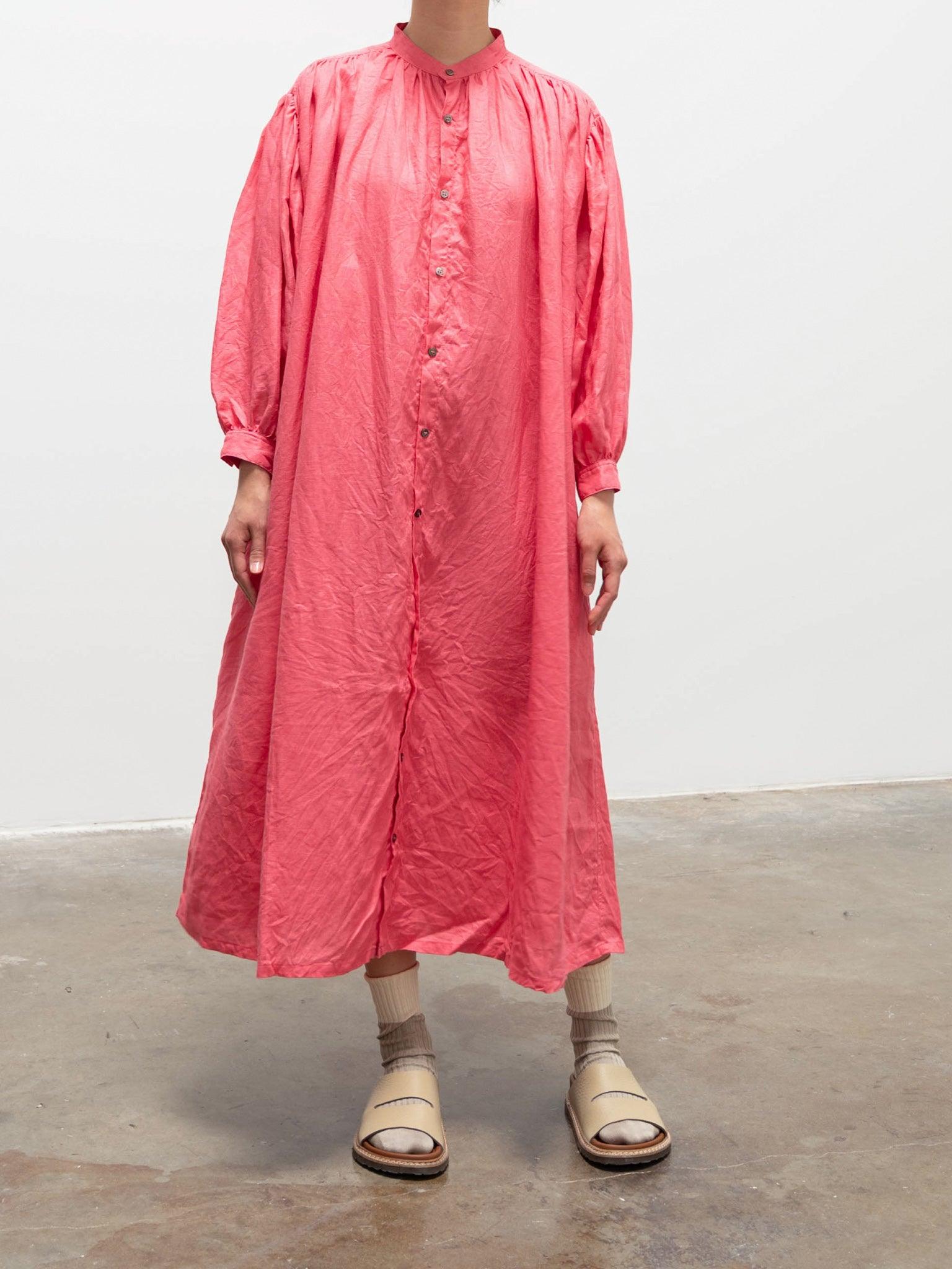 Namu Shop - Ichi Antiquites Color Linen Dress - Pink