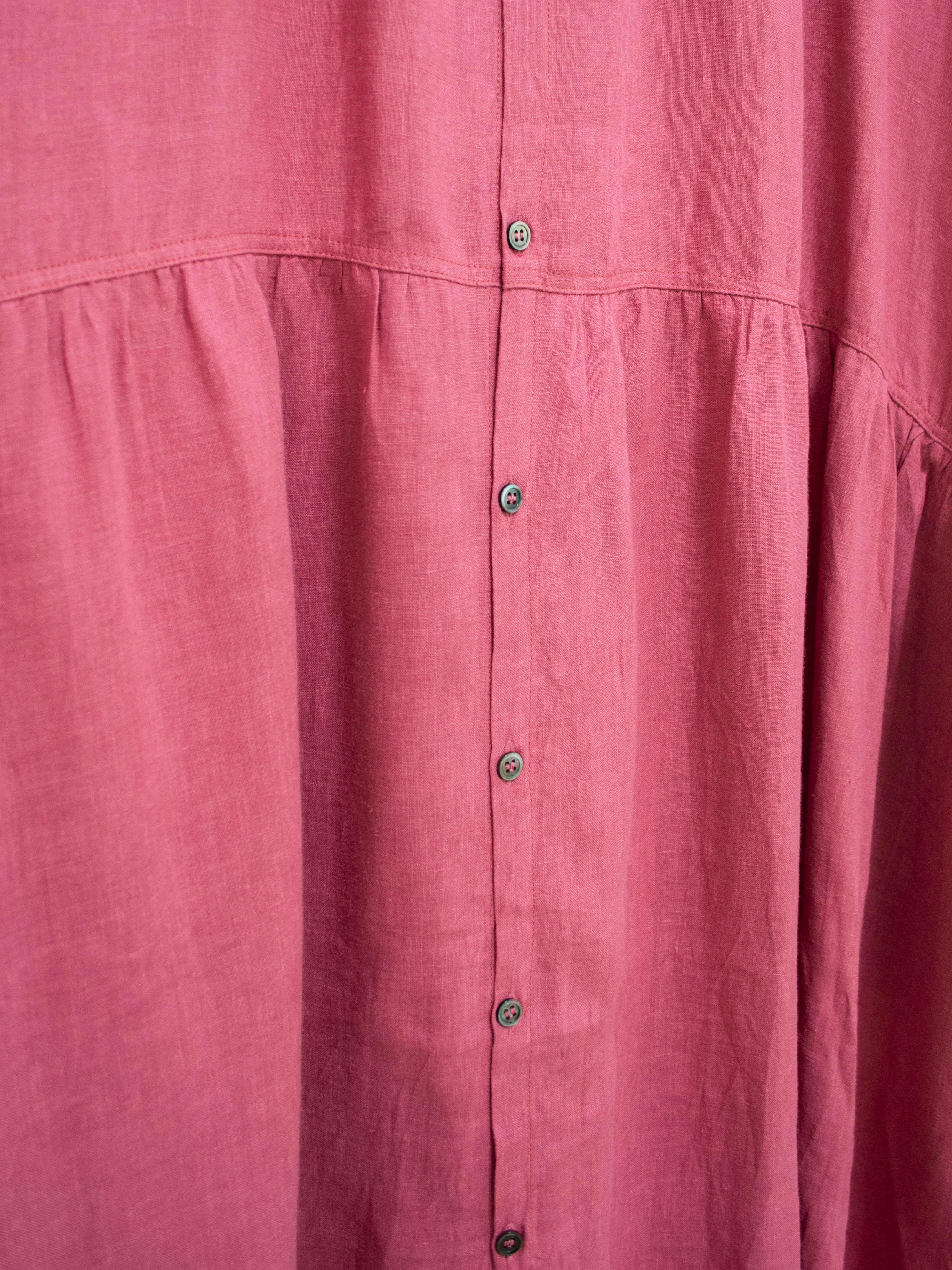 Namu Shop - Ichi Antiquites Color Linen Gather Dress - Pink