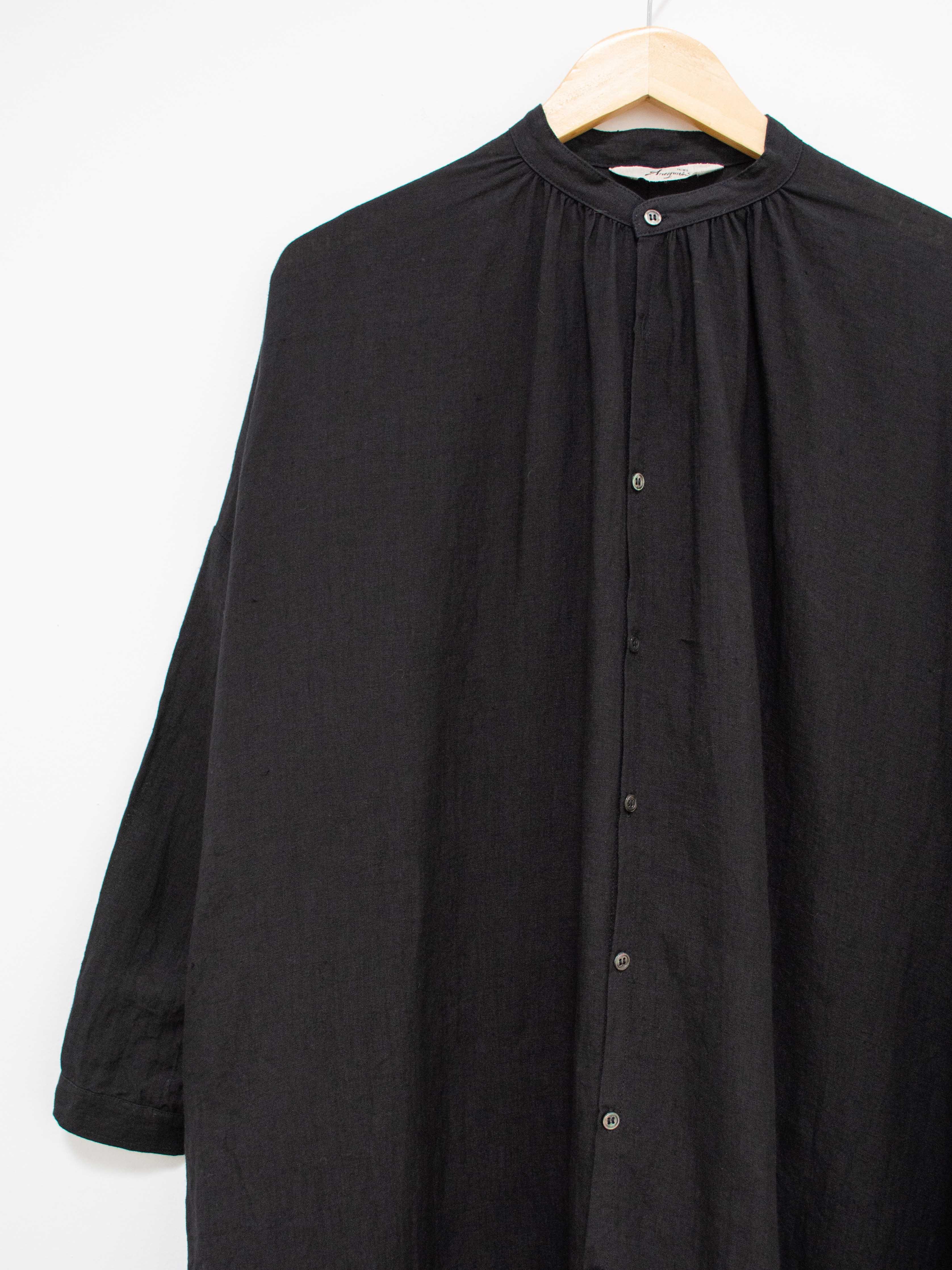 Namu Shop - Ichi Antiquites Color Linen Shirt Dress - Black