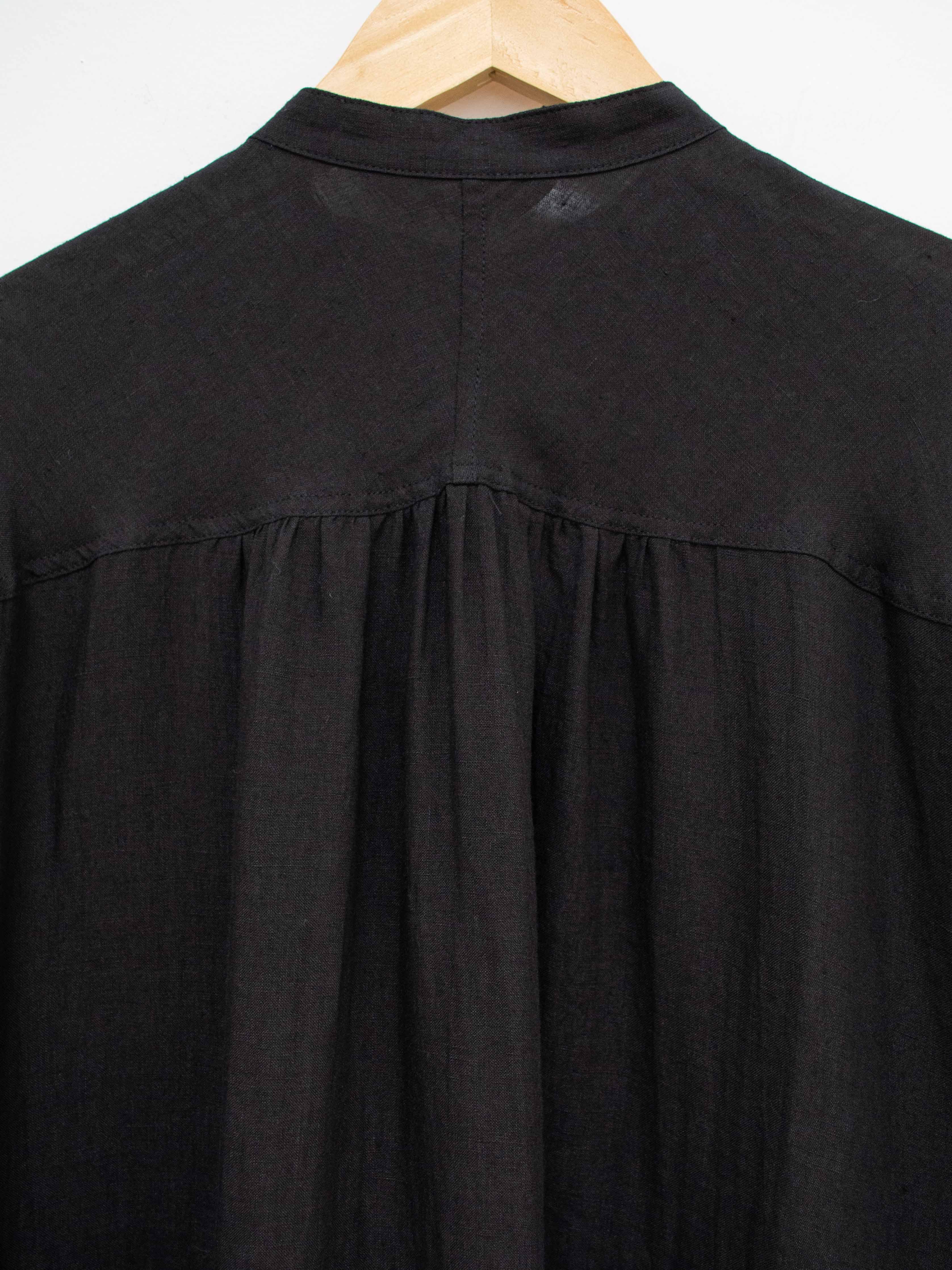 Namu Shop - Ichi Antiquites Color Linen Shirt Dress - Black