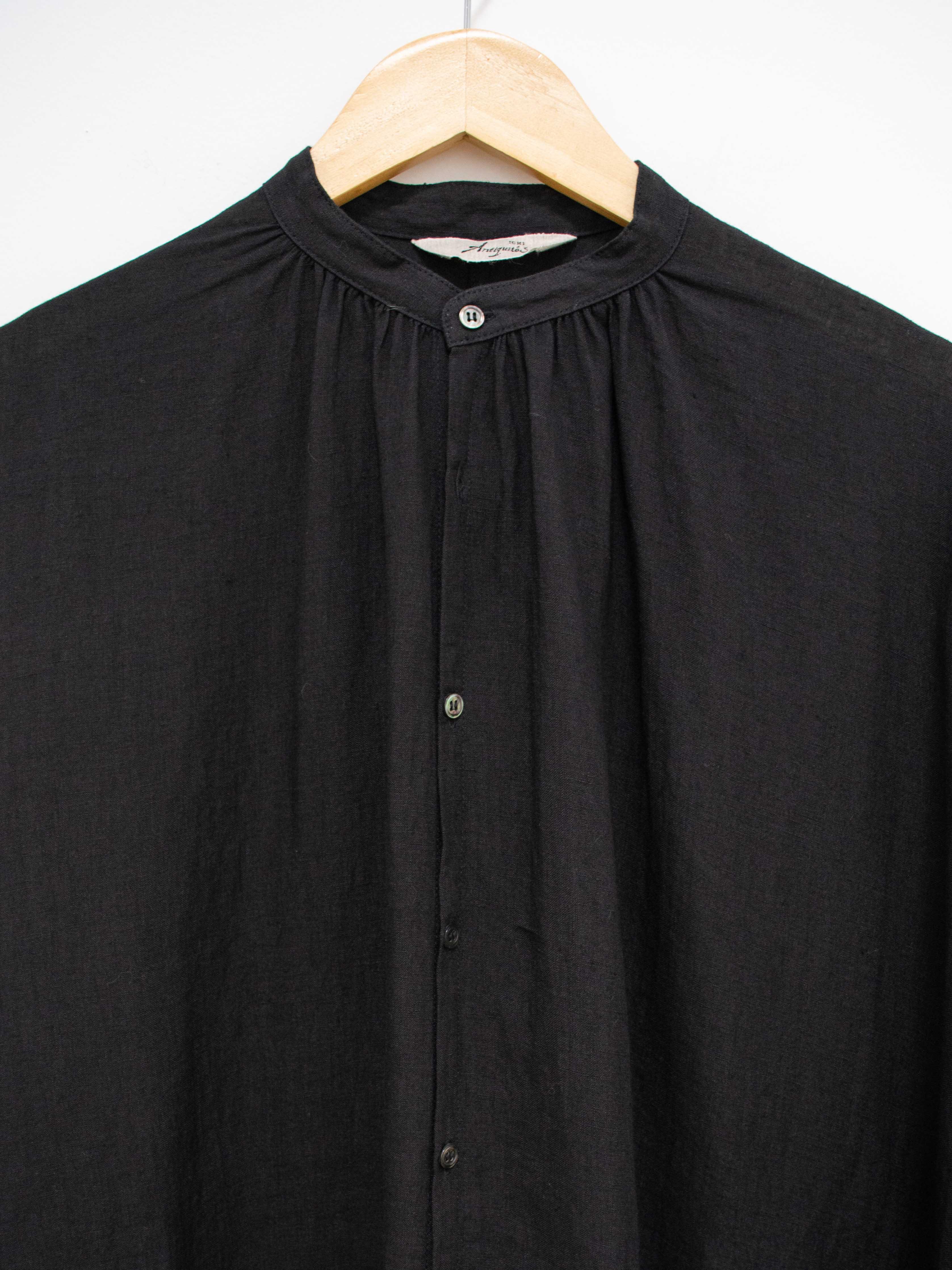 Namu Shop - Ichi Antiquites Color Linen Shirt Dress - Black