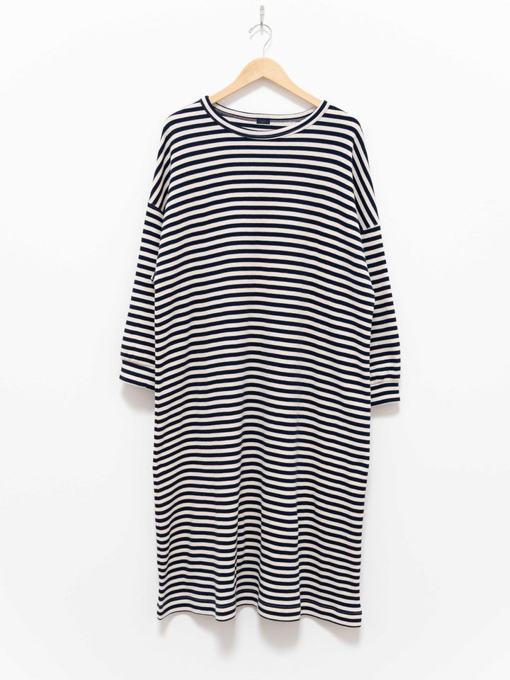 Namu Shop - Ichi Antiquites Cotton Waffle Knit Dress - Natural x Navy