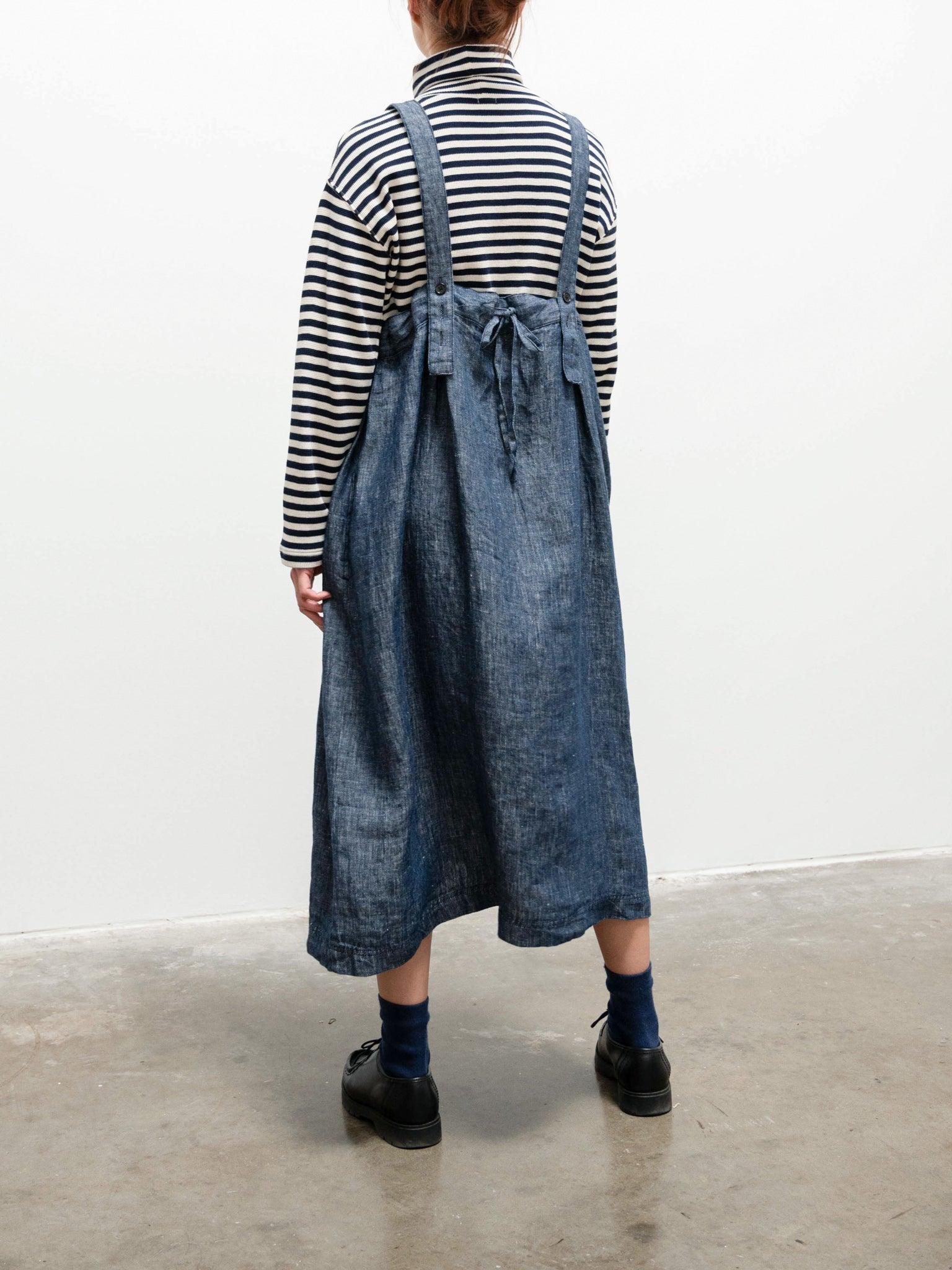 Namu Shop - Ichi Antiquites Cotton Waffle Turtleneck Knit - Natural x Navy