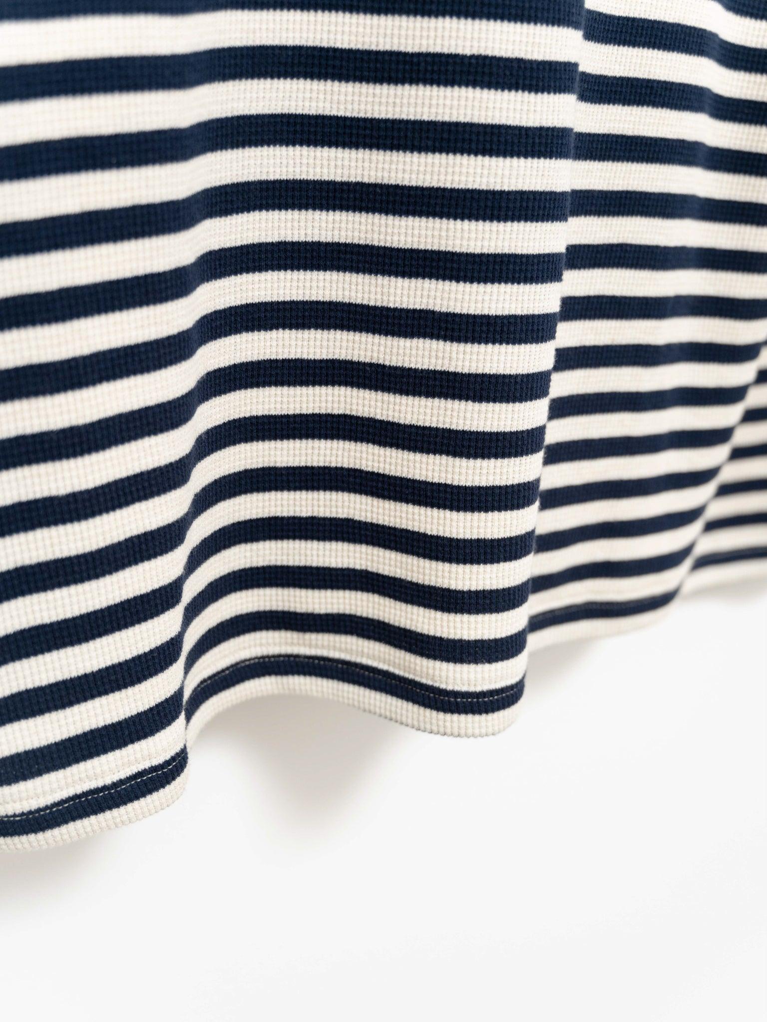 Namu Shop - Ichi Antiquites Cotton Waffle Turtleneck Knit - Natural x Navy