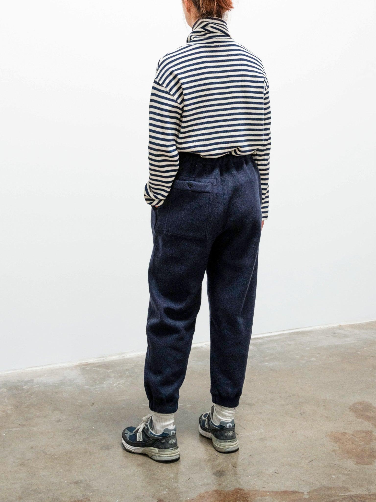 Namu Shop - Ichi Antiquites Cotton Waffle Turtleneck Knit - Natural x Navy