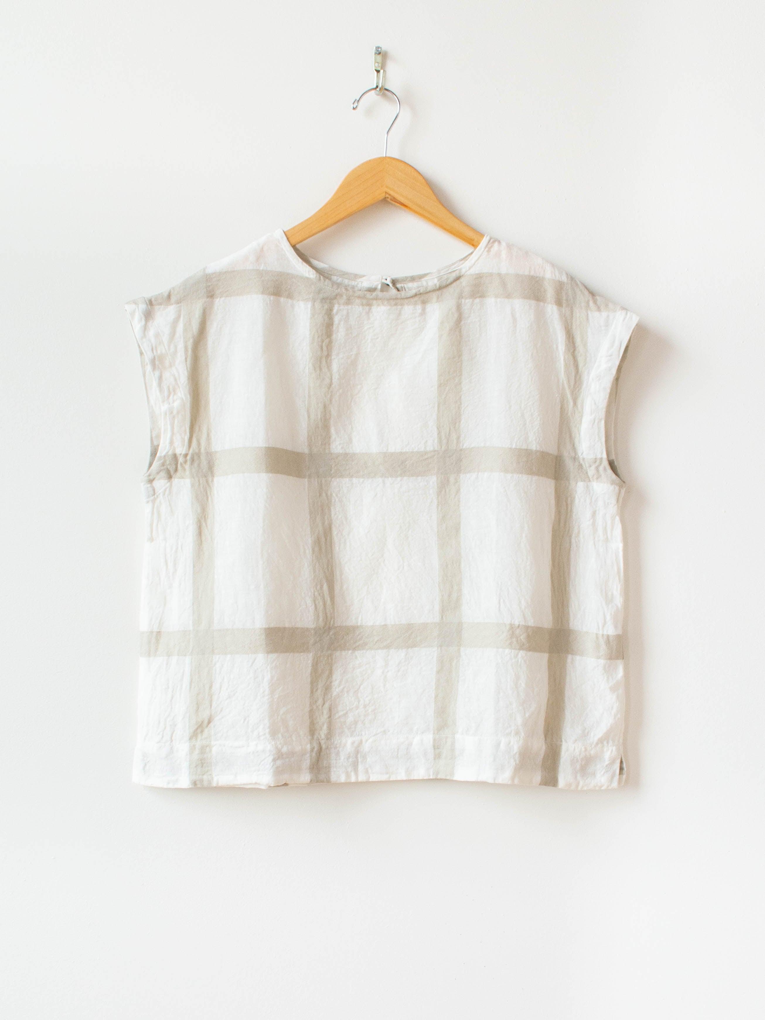 Namu Shop - Ichi Antiquites Lattice Check Sleeveless Top - White x Beige