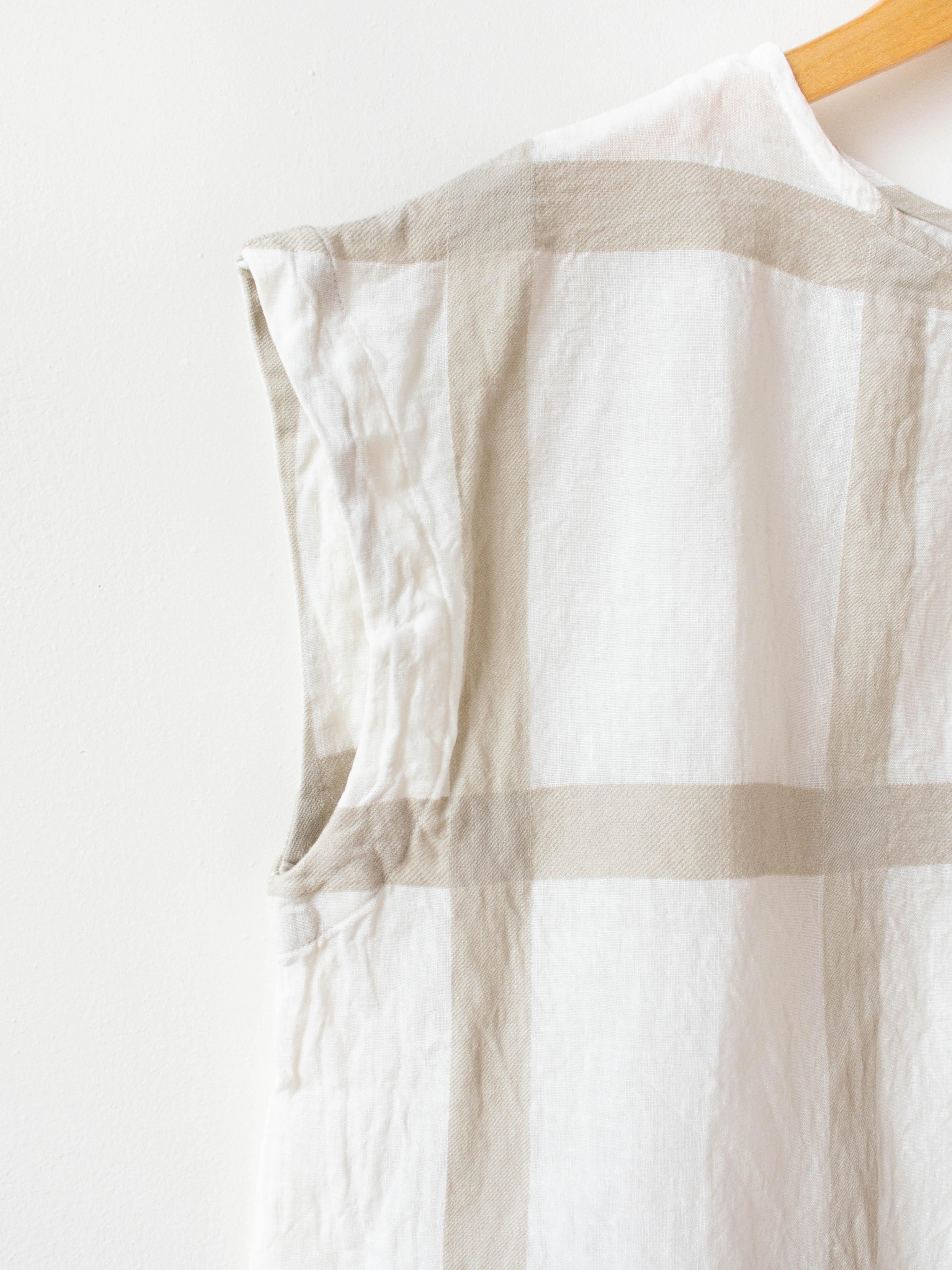 Namu Shop - Ichi Antiquites Lattice Check Sleeveless Top - White x Beige