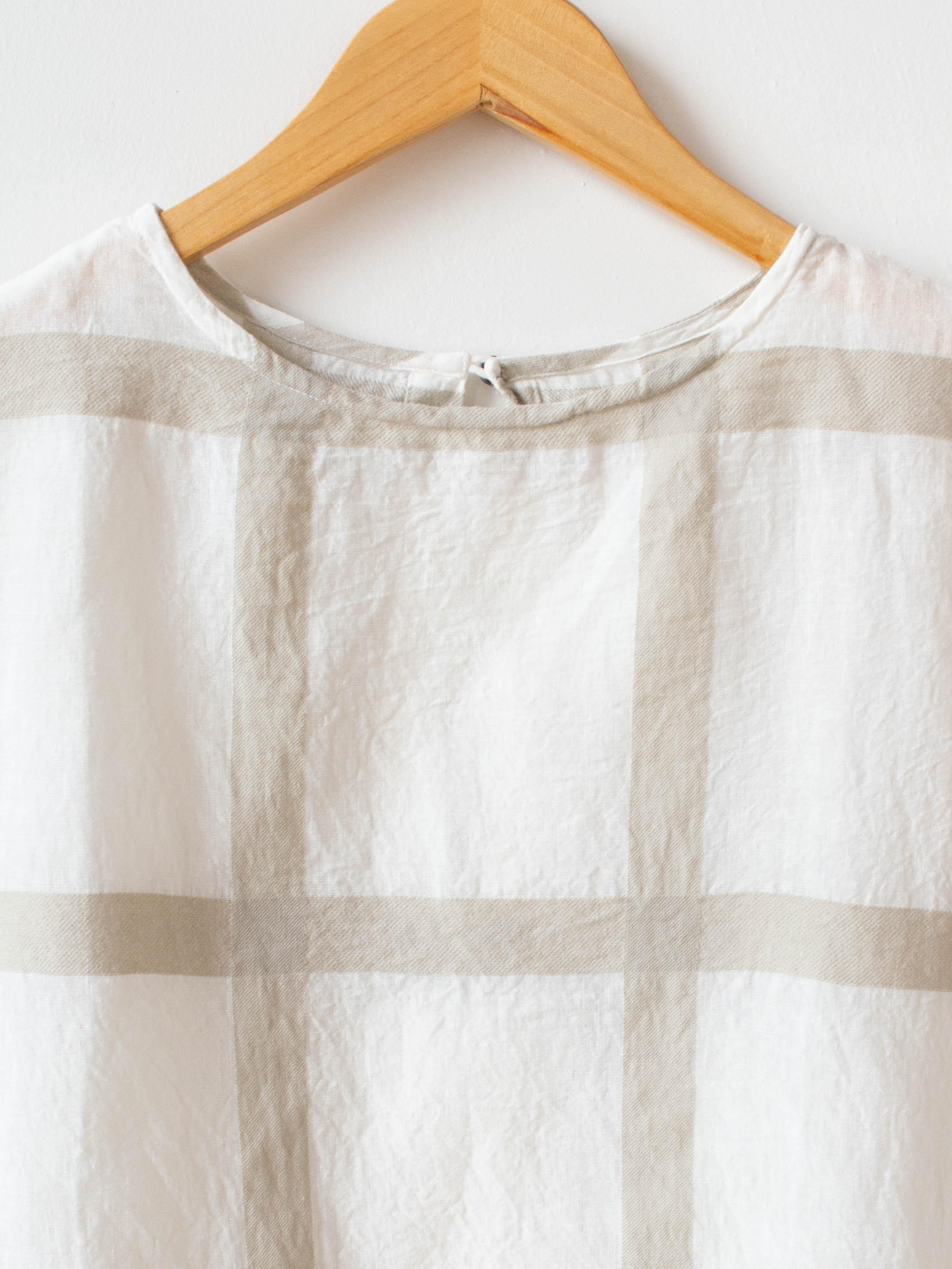 Namu Shop - Ichi Antiquites Lattice Check Sleeveless Top - White x Beige