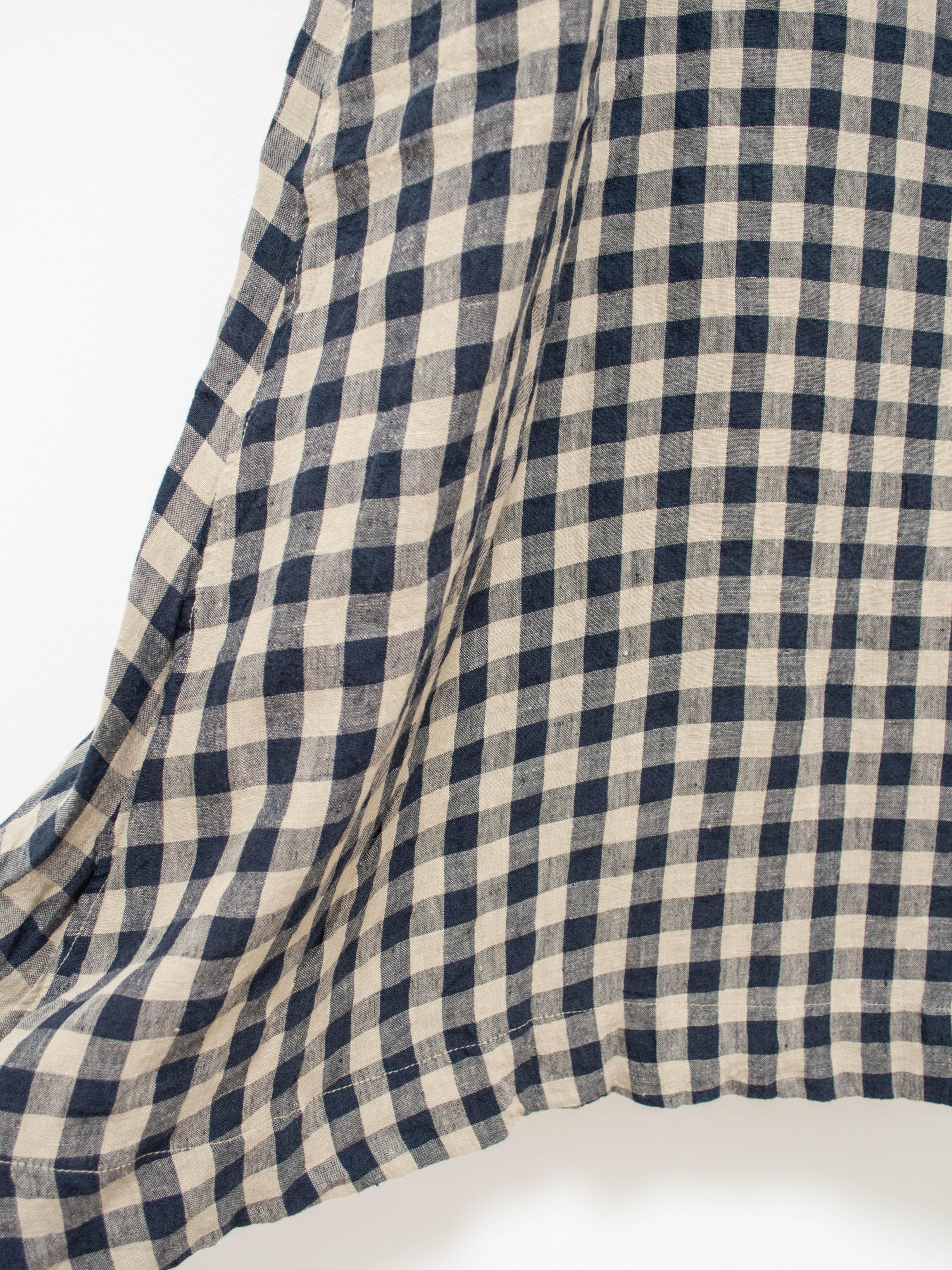 Namu Shop - Ichi Antiquites Linen Azumadaki Gingham Dress - Beige