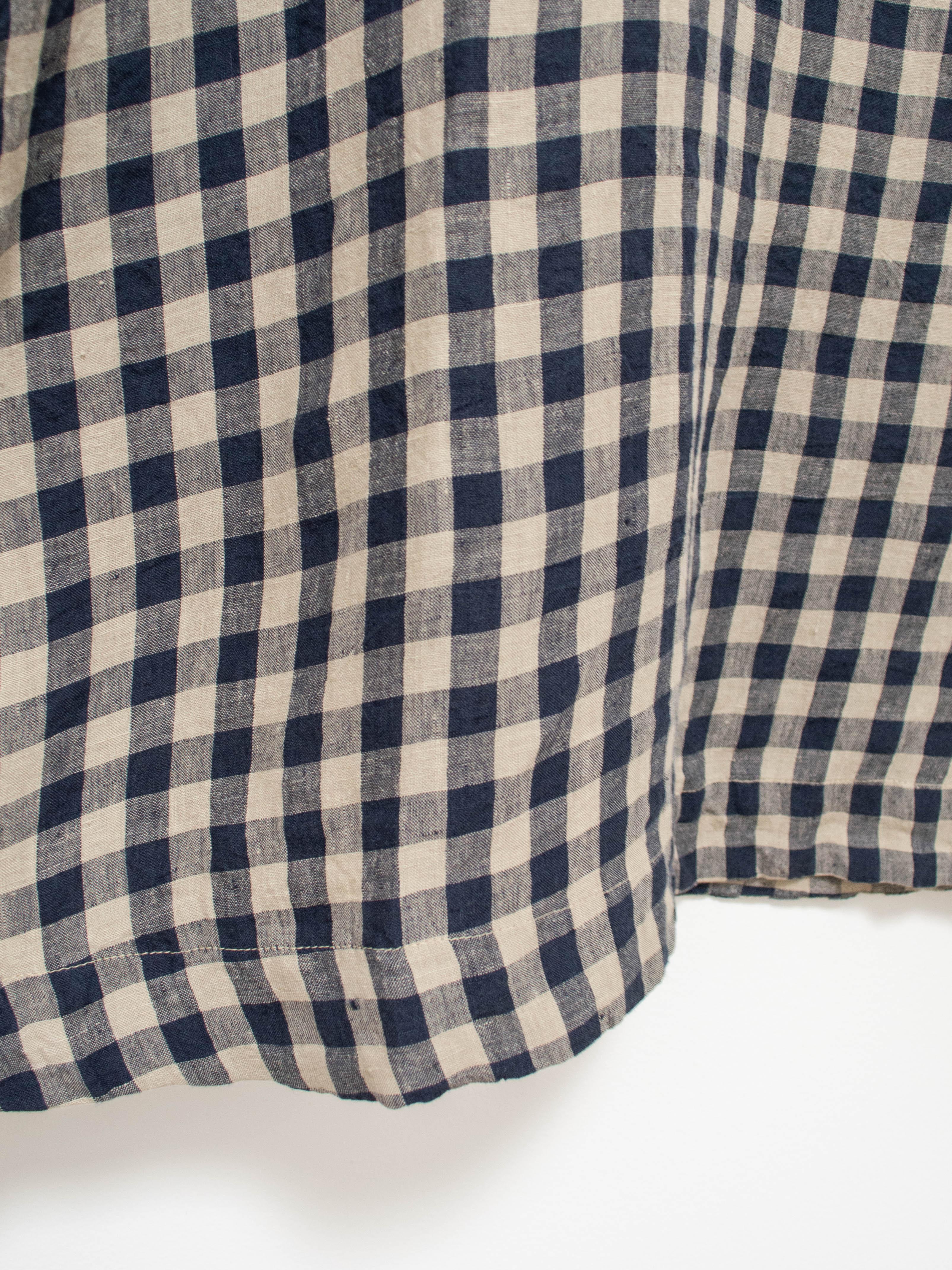 Namu Shop - Ichi Antiquites Linen Azumadaki Gingham Dress - Beige