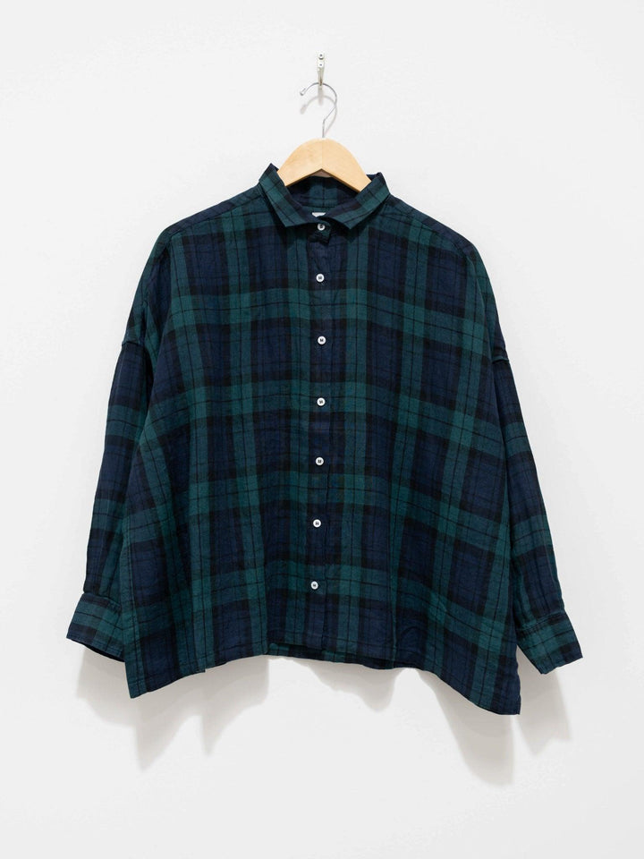 Namu Shop - Ichi Antiquites Linen BD Shirt - Blackwatch