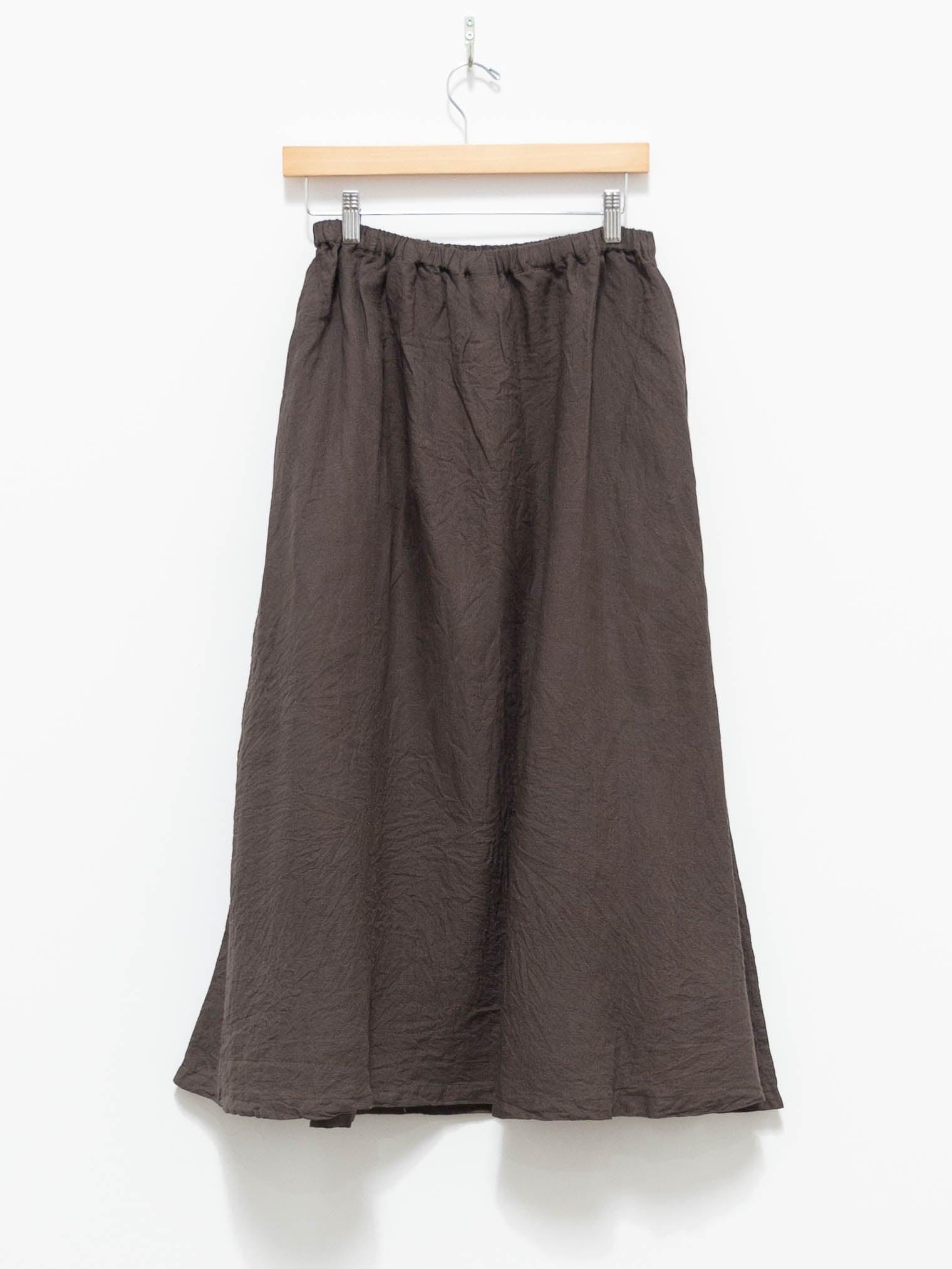 Namu Shop - Ichi Antiquites Linen Chambray Gather Skirt - Brown