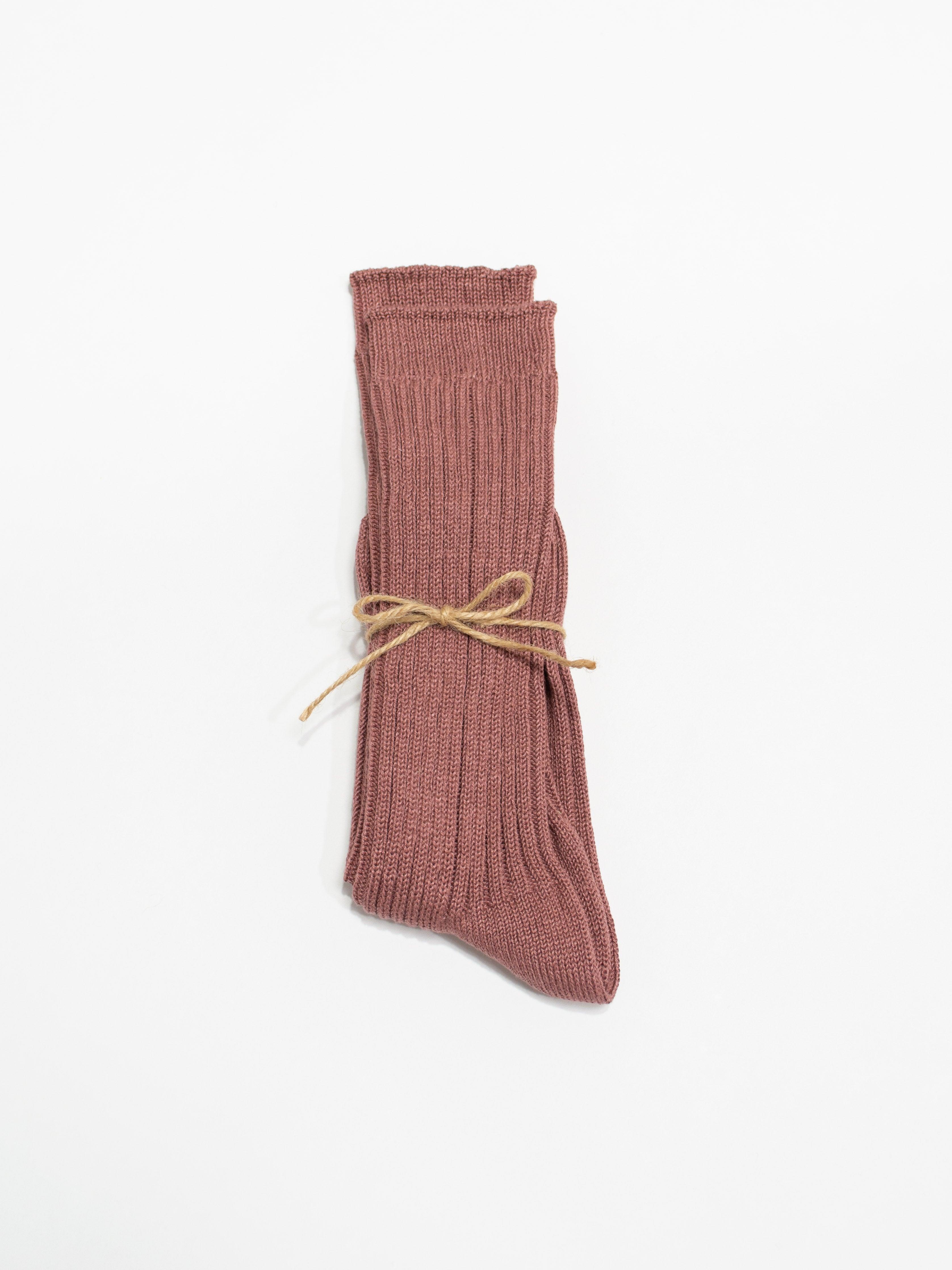 Namu Shop - Ichi Antiquites Linen Color Rib Socks - Smoke Pink, Orange, Purple