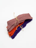 Namu Shop - Ichi Antiquites Linen Color Rib Socks - Smoke Pink, Orange, Purple