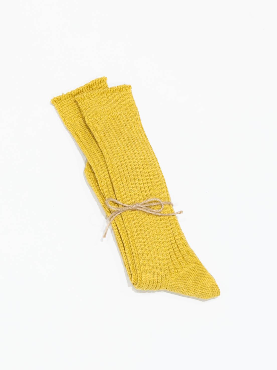 Namu Shop - Ichi Antiquites Linen Color Rib Socks - Yellow, Blue, Smoke Pink, Orange