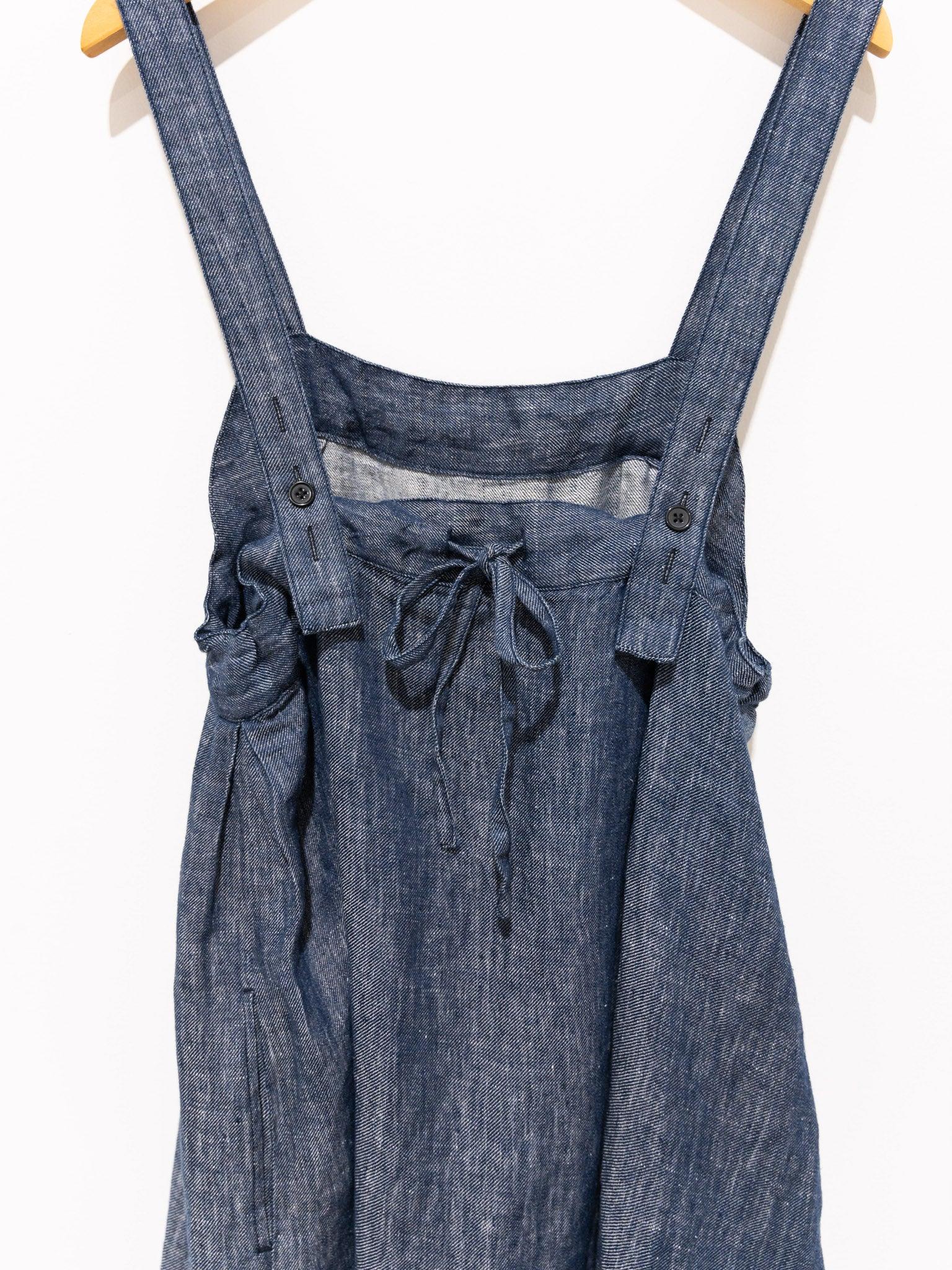Namu Shop - Ichi Antiquites Linen Denim Salopette Dress - Navy