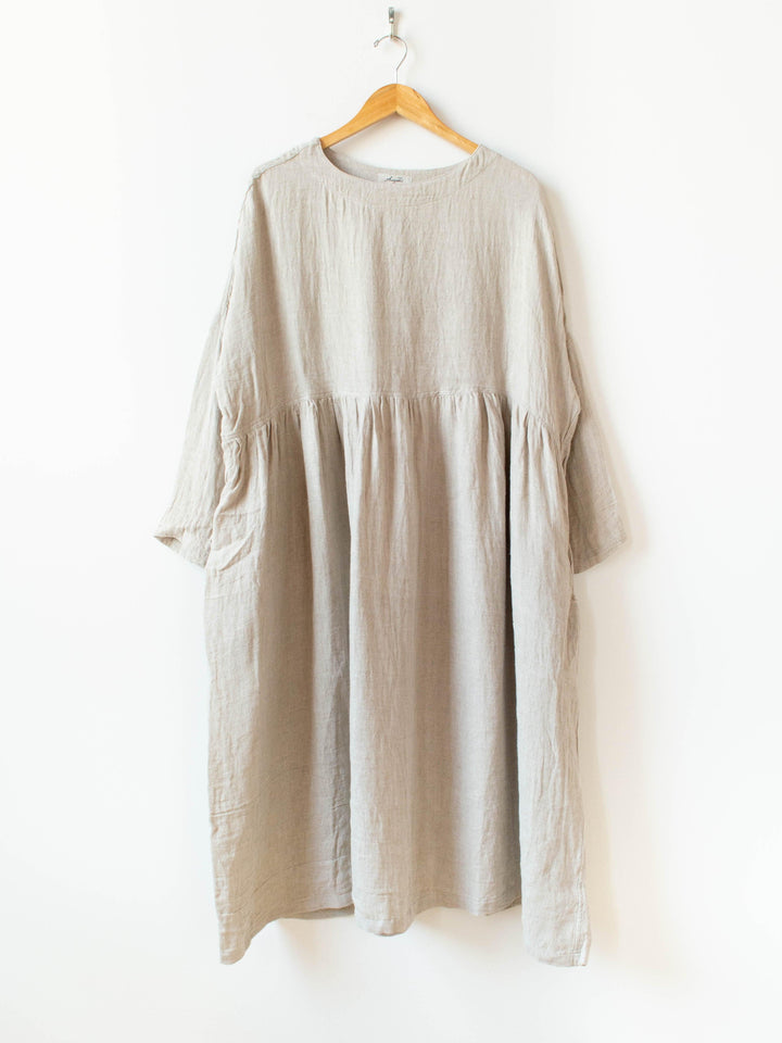Namu Shop - Ichi Antiquites Linen Dobby AZUMADAKI Dress - Natural