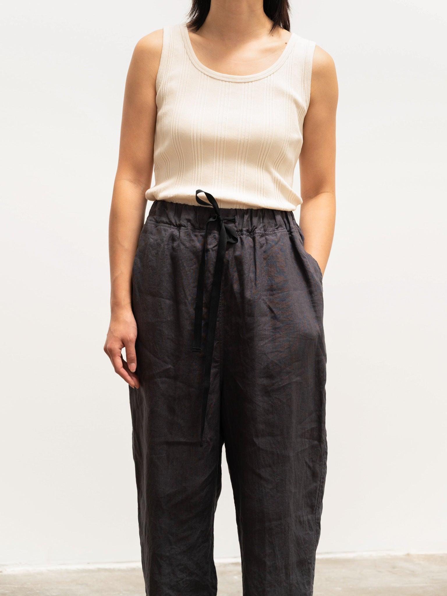 Namu Shop - Ichi Antiquites Linen Drawstring Pants - Charcoal