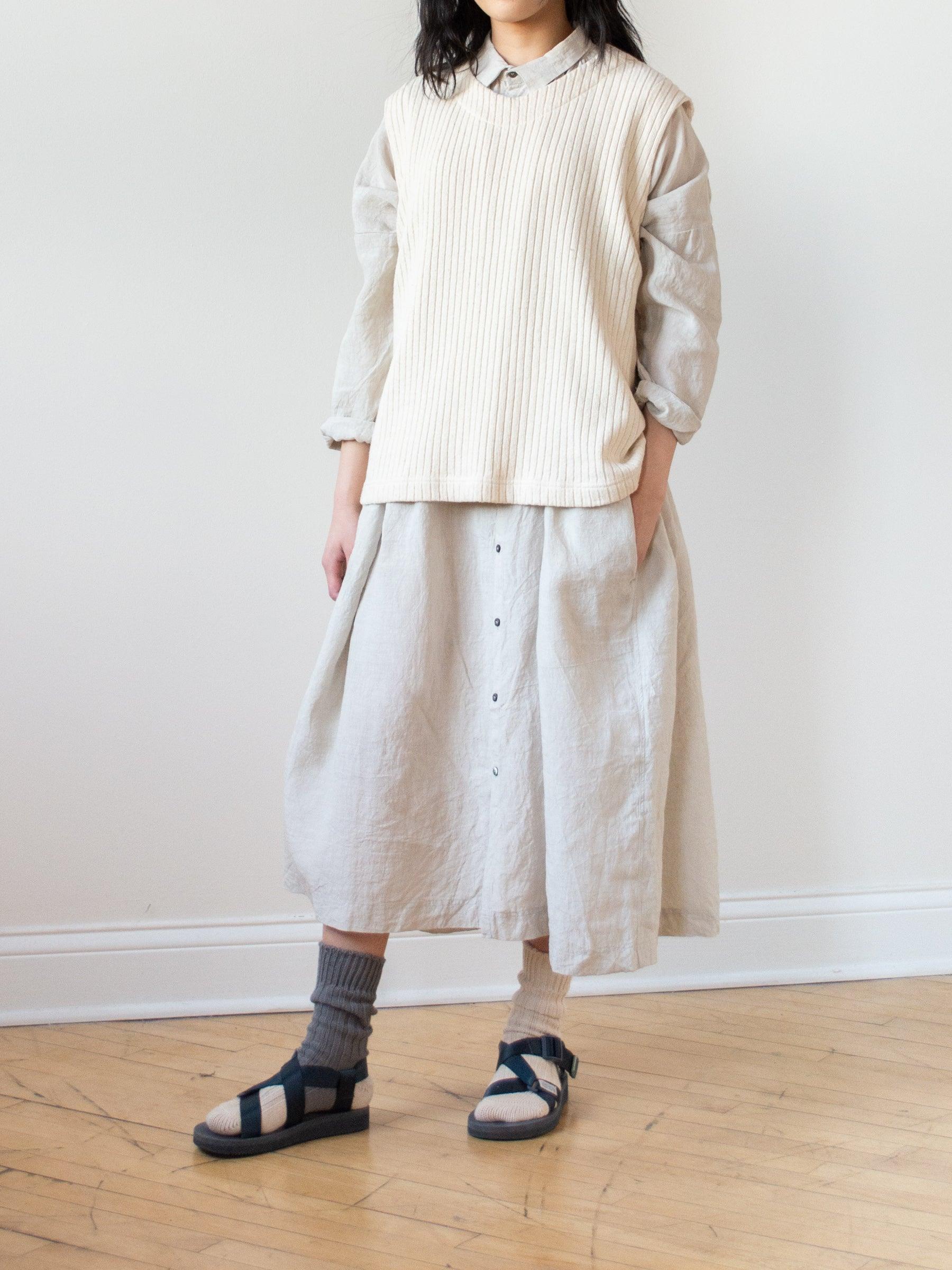 Namu Shop - Ichi Antiquites Linen Gather Dress - Greige