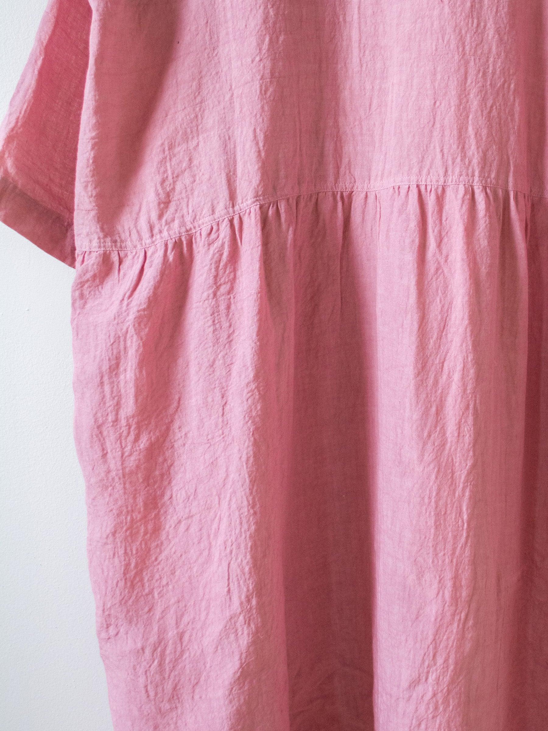 Namu Shop - Ichi Antiquites Linen Gather Dress - Pink