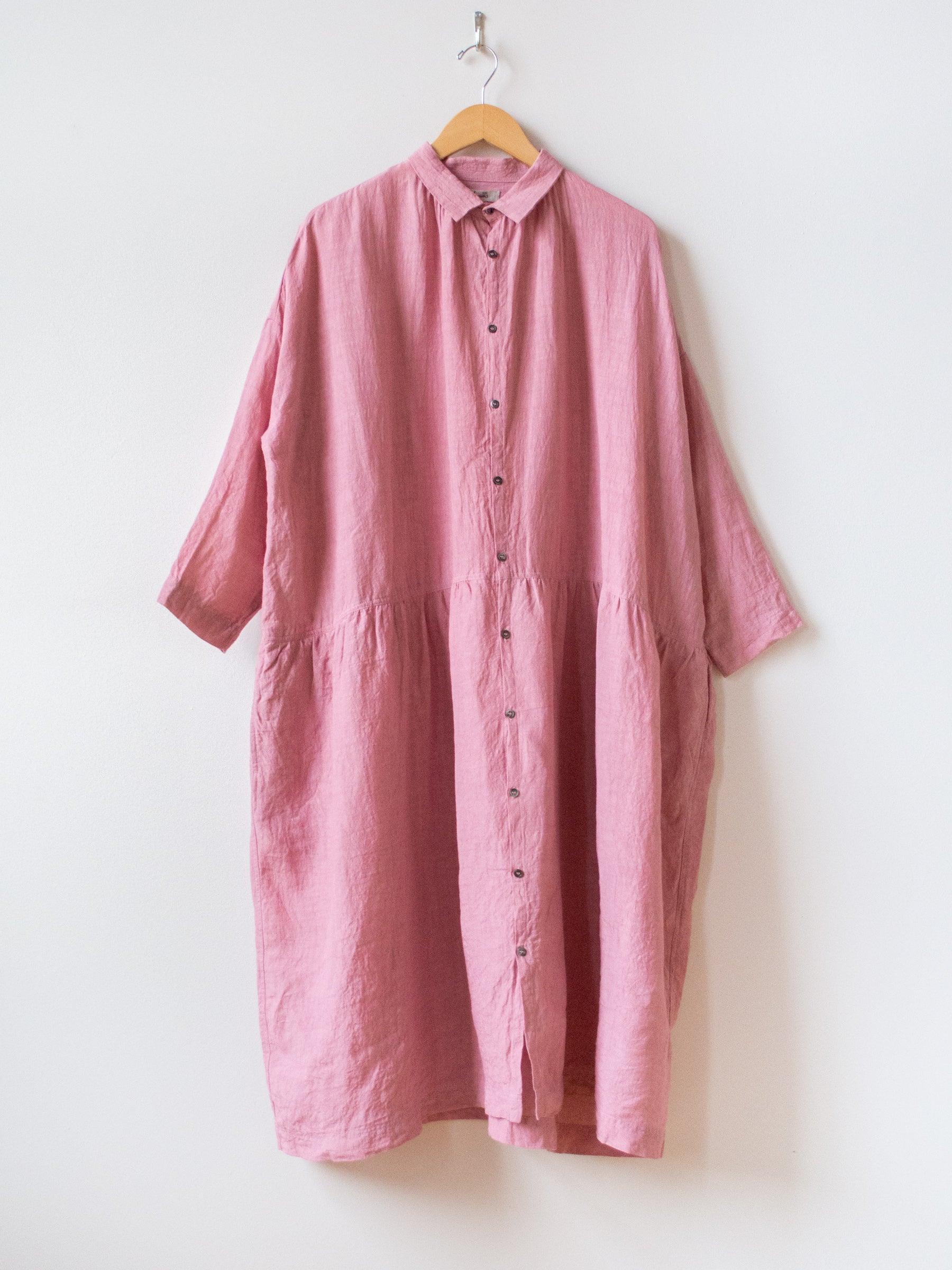 Namu Shop - Ichi Antiquites Linen Gather Dress - Pink