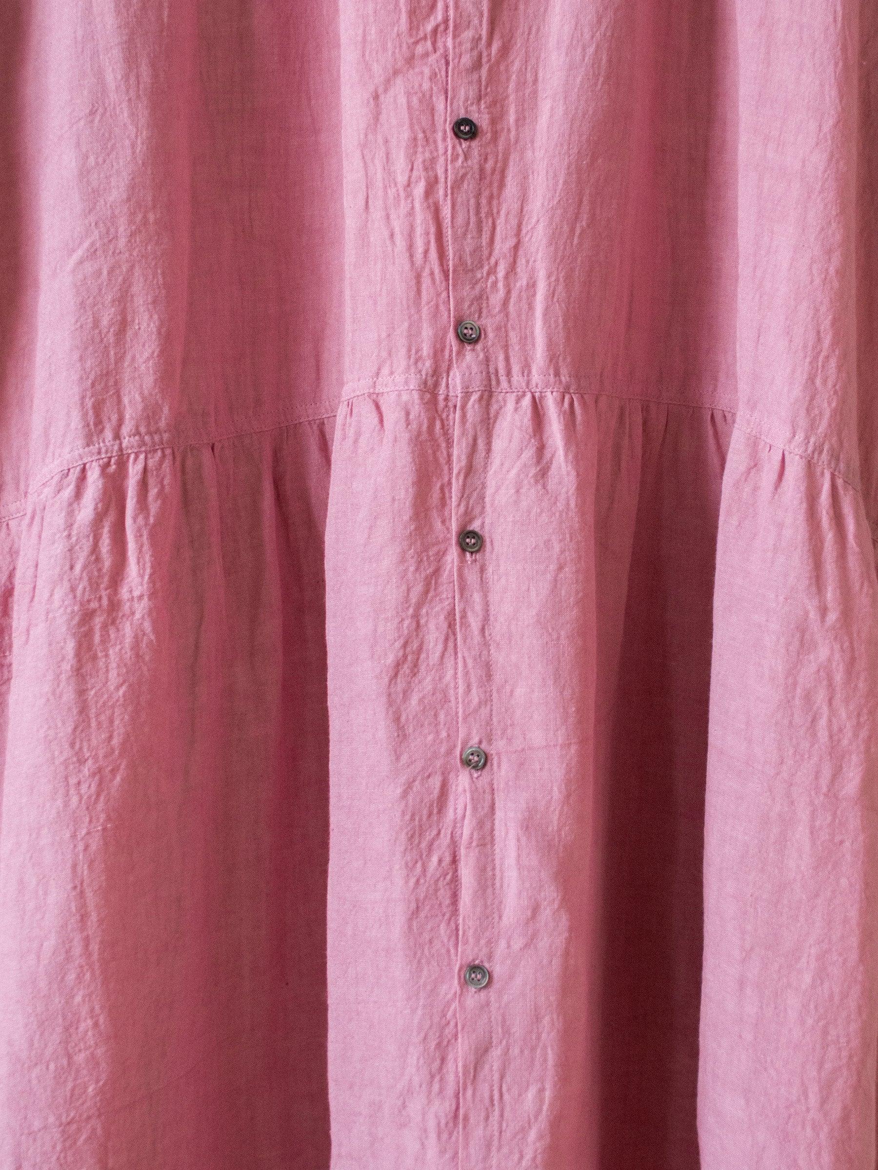 Namu Shop - Ichi Antiquites Linen Gather Dress - Pink