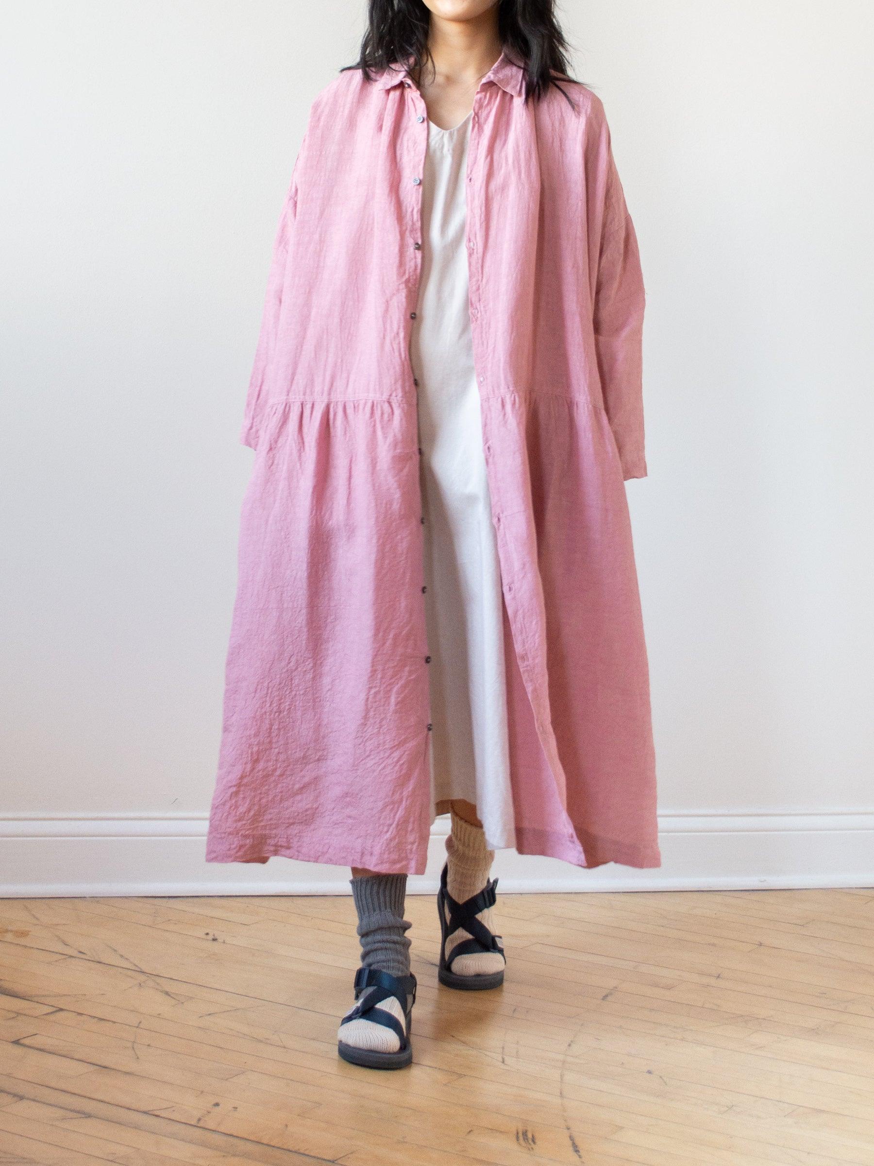 Namu Shop - Ichi Antiquites Linen Gather Dress - Pink