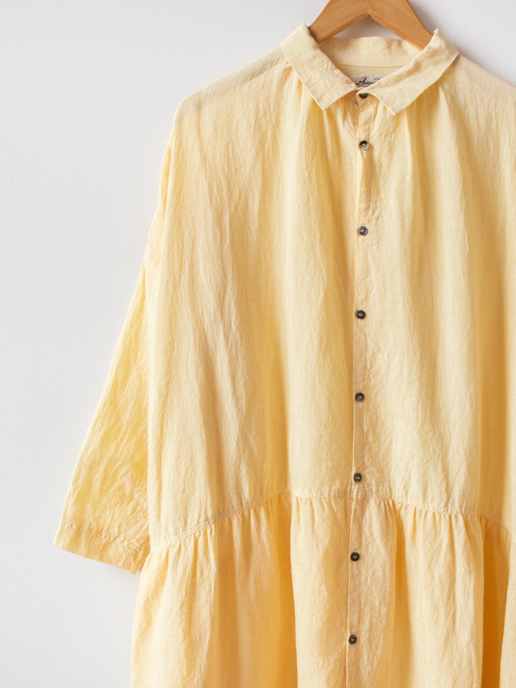 Namu Shop - Ichi Antiquites Linen Gather Dress - Yellow