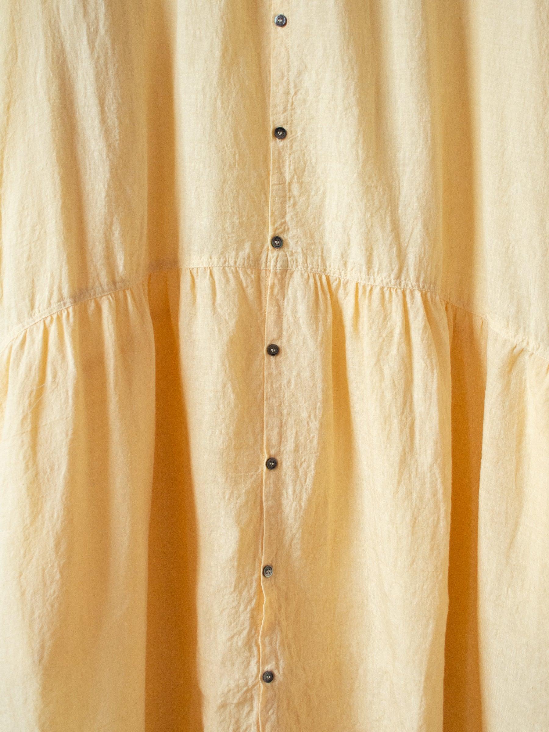Namu Shop - Ichi Antiquites Linen Gather Dress - Yellow