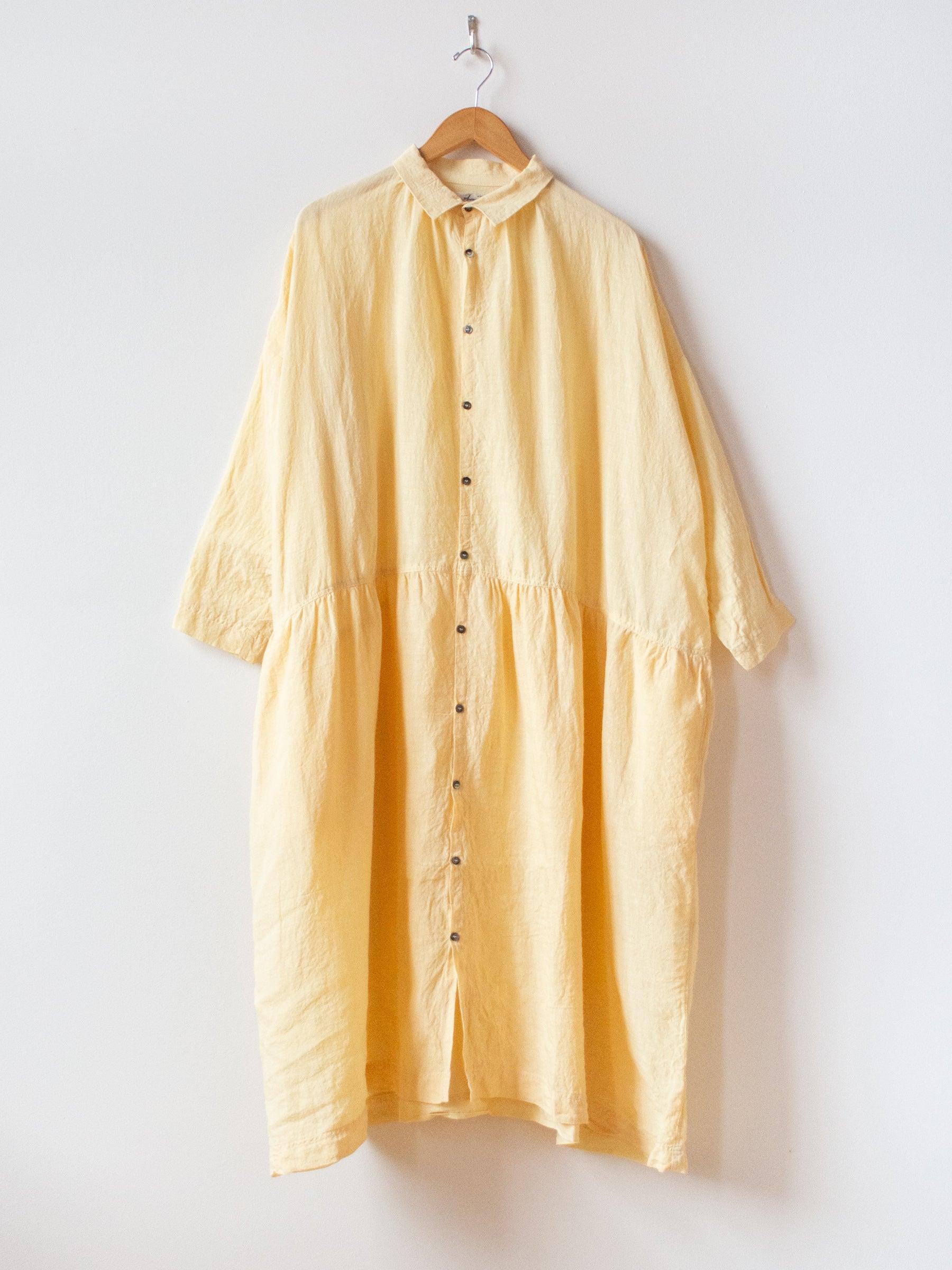 Namu Shop - Ichi Antiquites Linen Gather Dress - Yellow