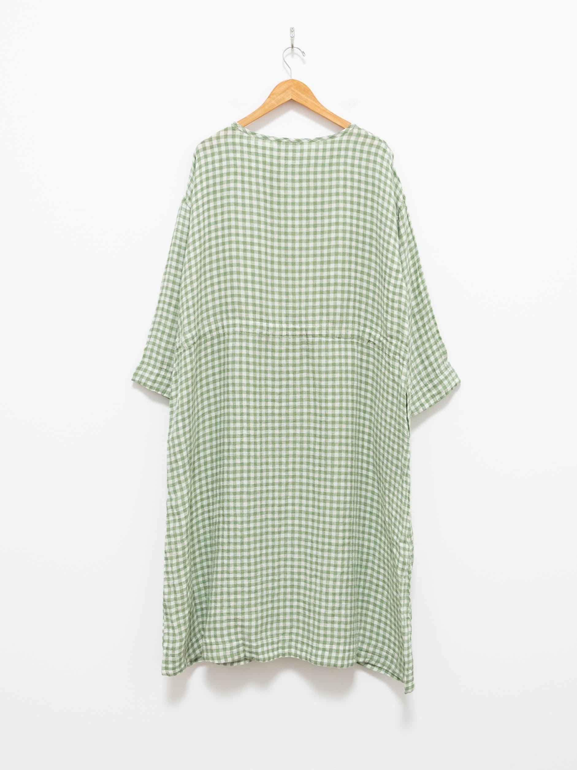 Namu Shop - Ichi Antiquites Linen Gingham Dress - White x Green