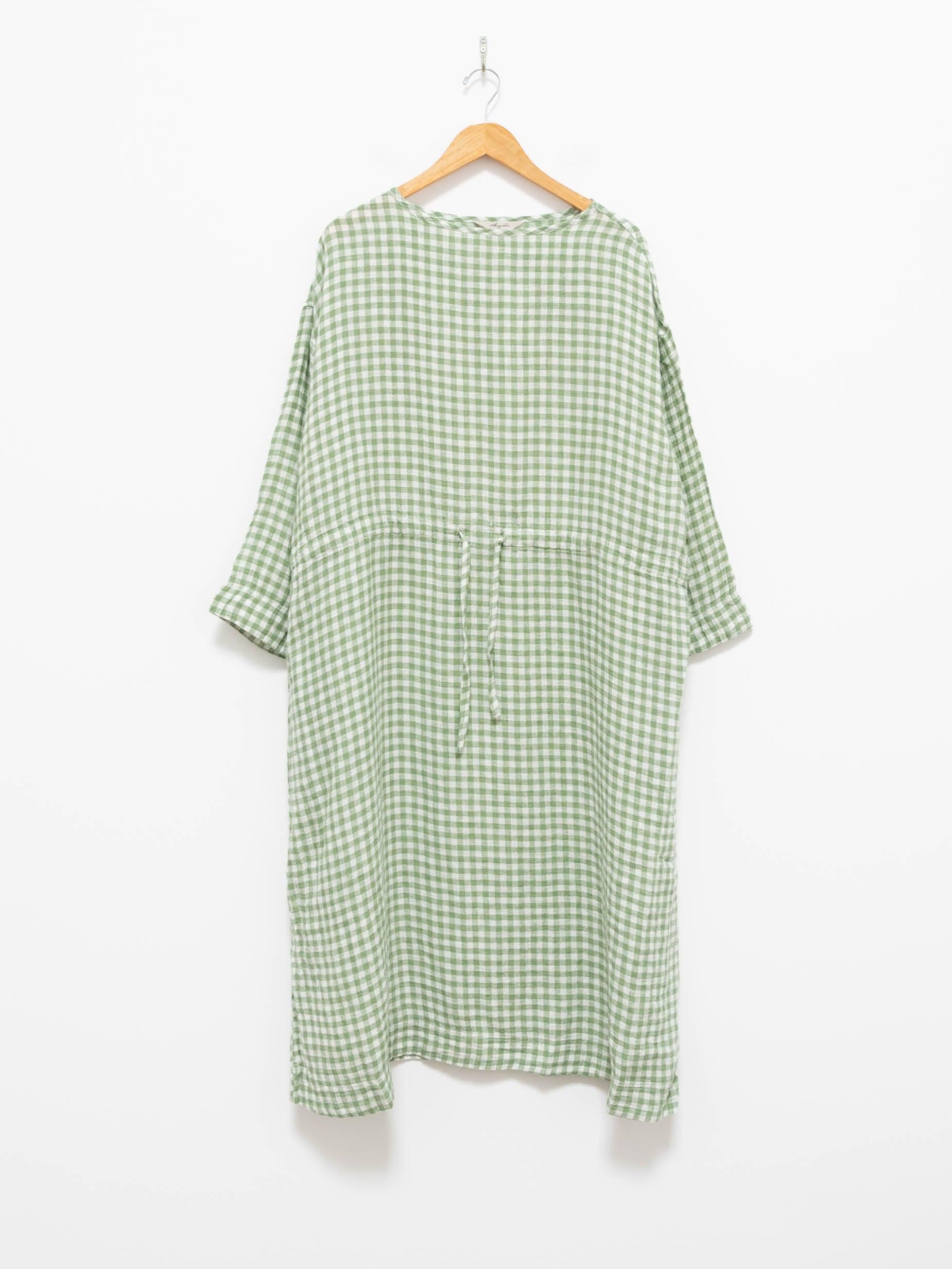 Namu Shop - Ichi Antiquites Linen Gingham Dress - White x Green