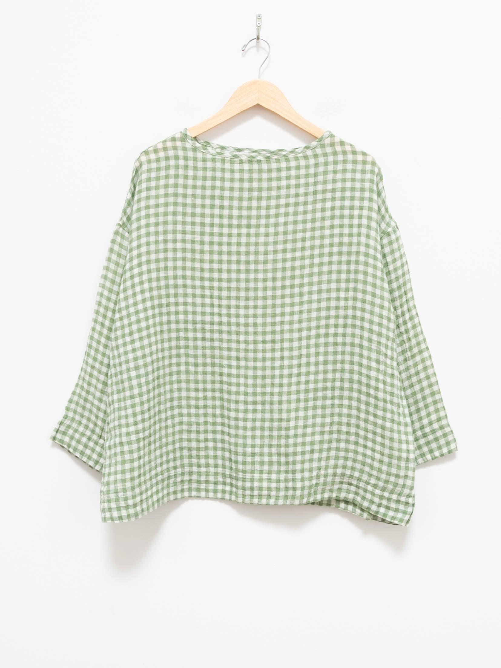Namu Shop - Ichi Antiquites Linen Gingham Pullover - White x Green