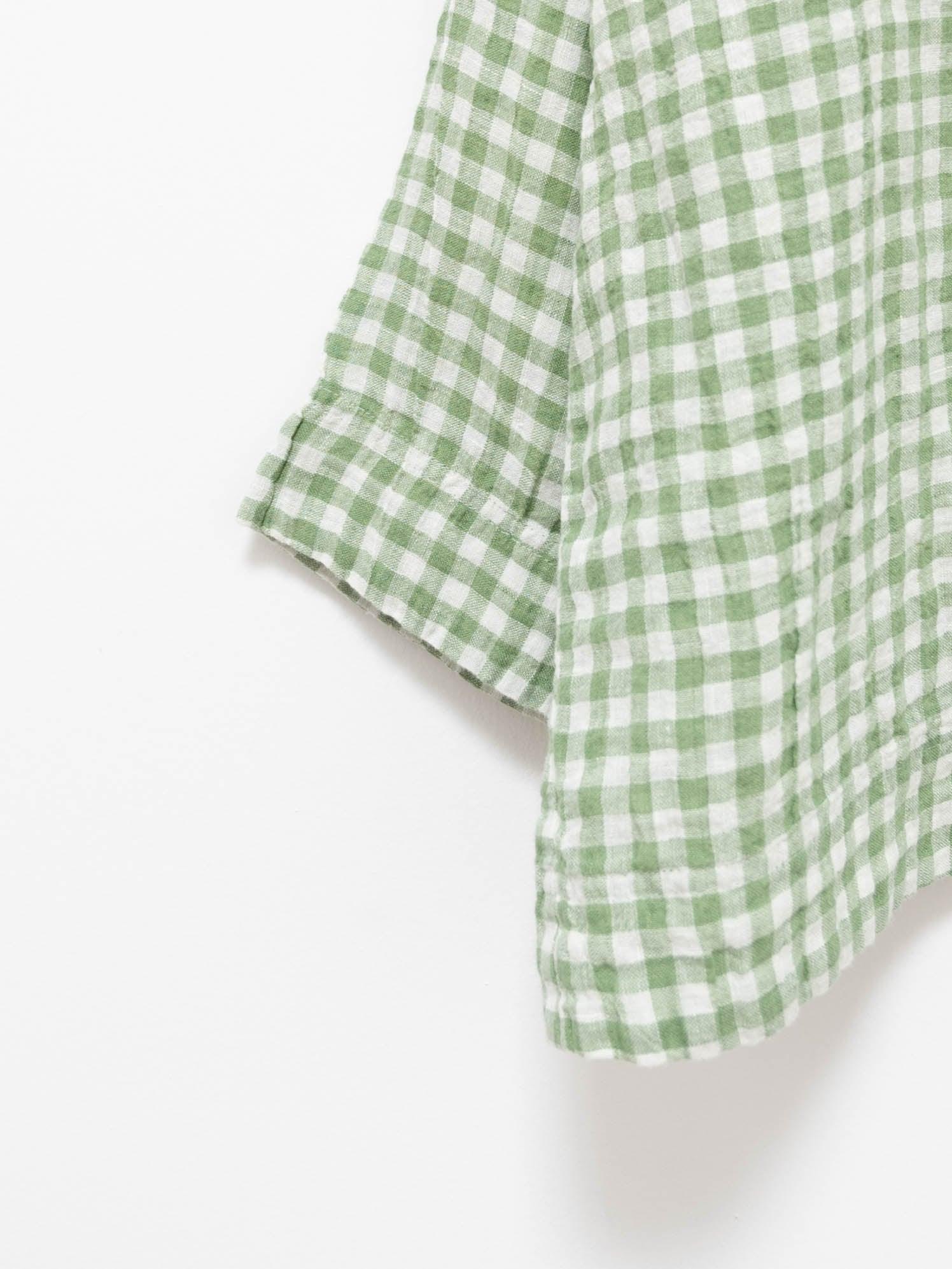 Namu Shop - Ichi Antiquites Linen Gingham Pullover - White x Green