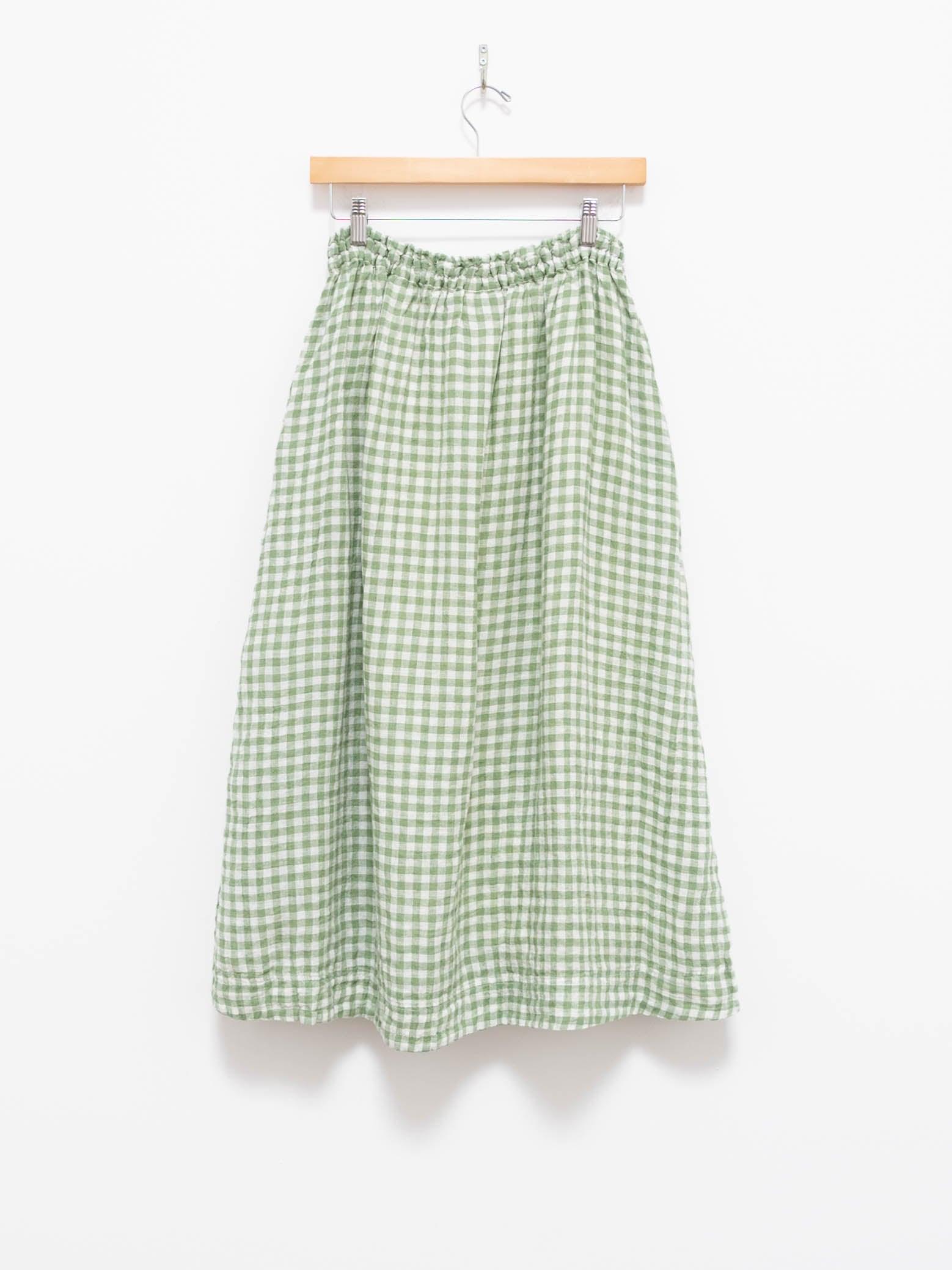 Namu Shop - Ichi Antiquites Linen Gingham Skirt - White x Green