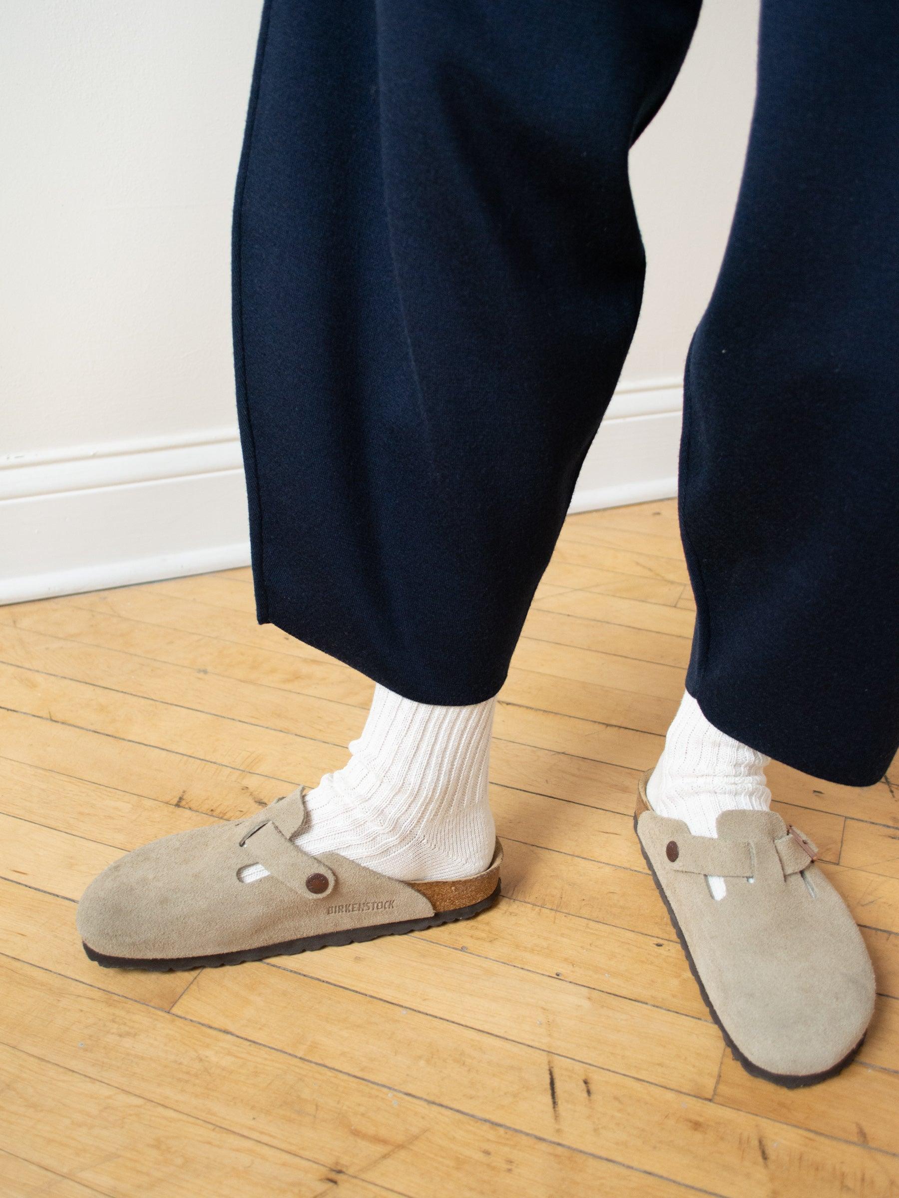 Namu Shop - Ichi Antiquites Linen Rib Socks - White, Black (restocked)