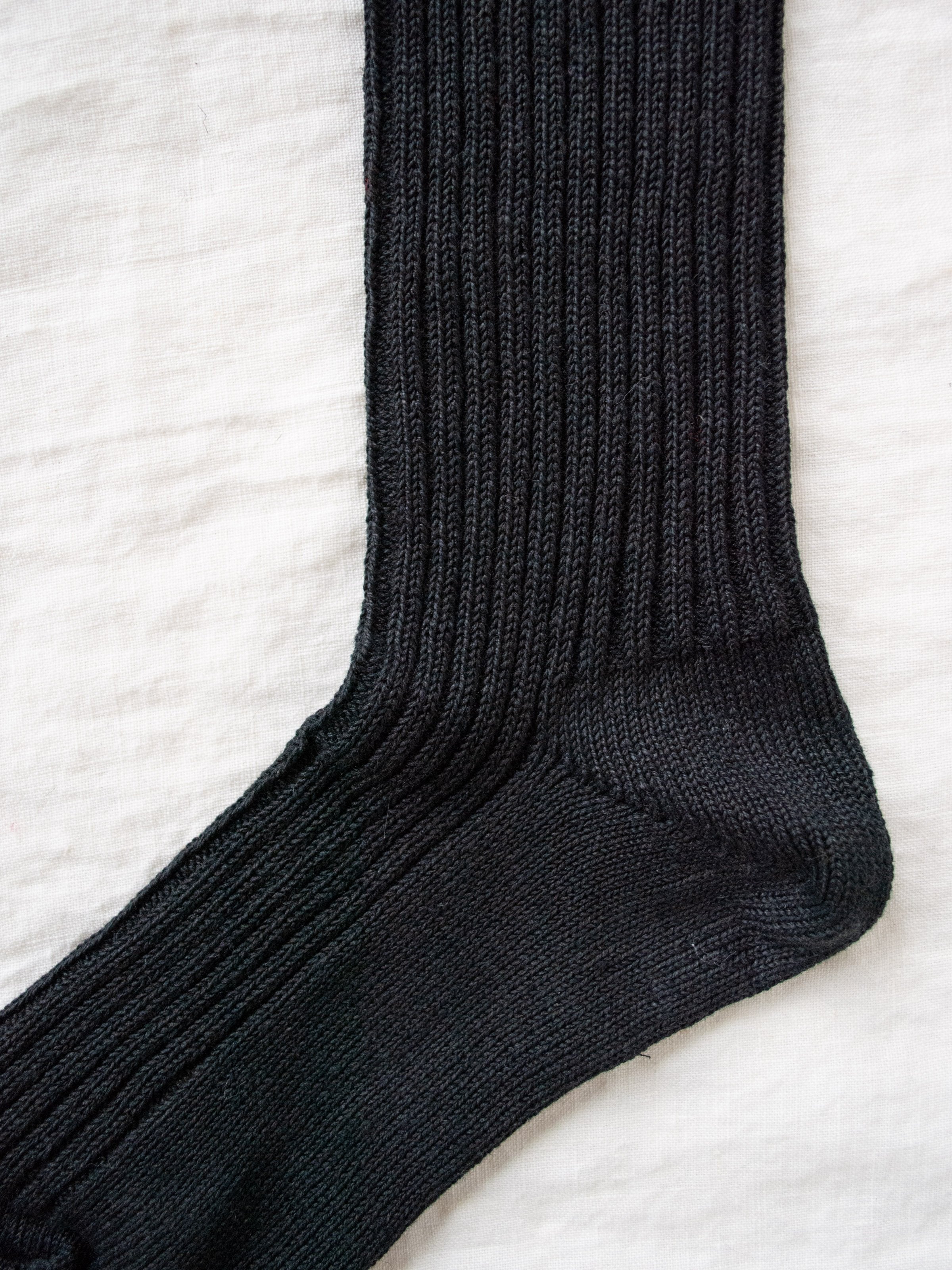 Namu Shop - Ichi Antiquites Linen Rib Socks - White, Black (restocked)