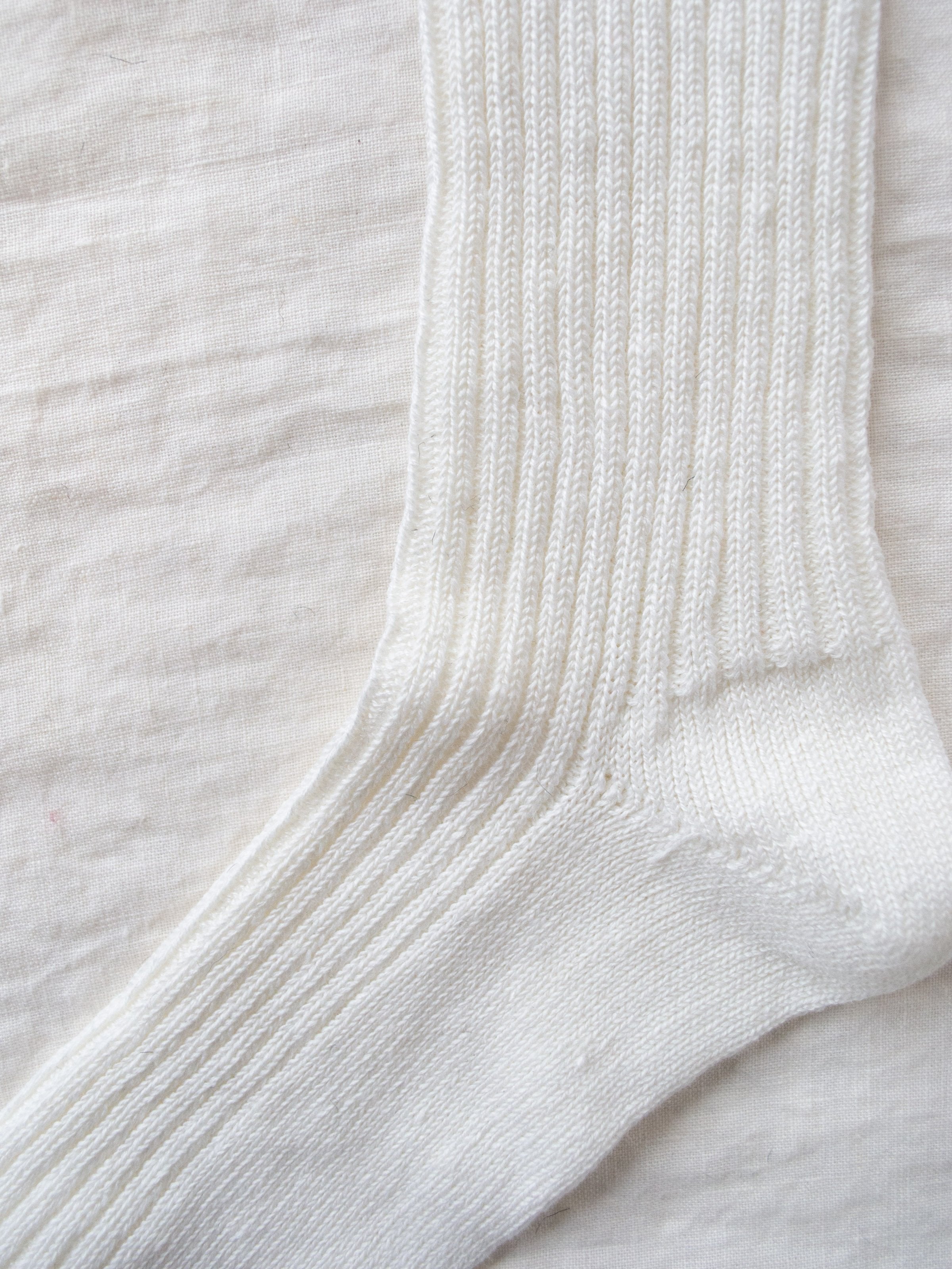Namu Shop - Ichi Antiquites Linen Rib Socks - White, Black (restocked)