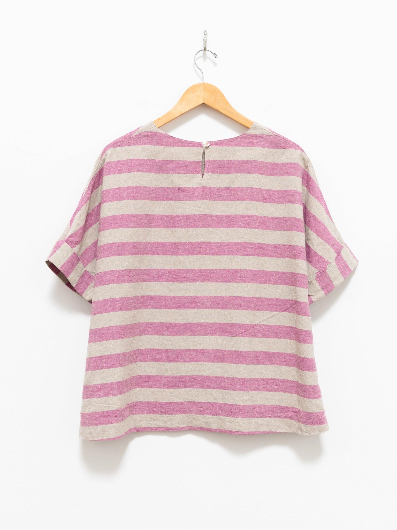 Namu Shop - Ichi Antiquites Linen Silk Border Pullover - Natural x Pink