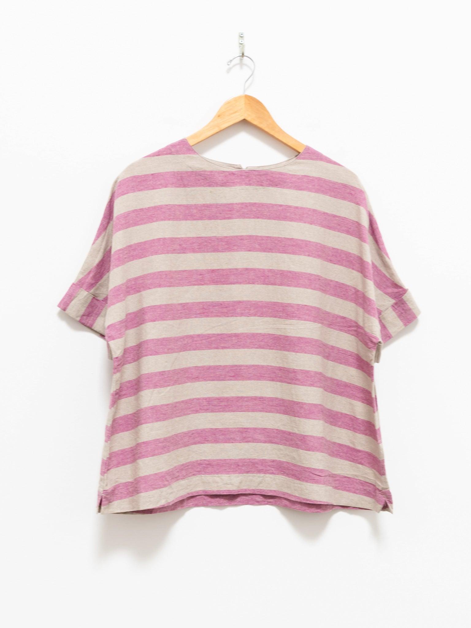 Namu Shop - Ichi Antiquites Linen Silk Border Pullover - Natural x Pink