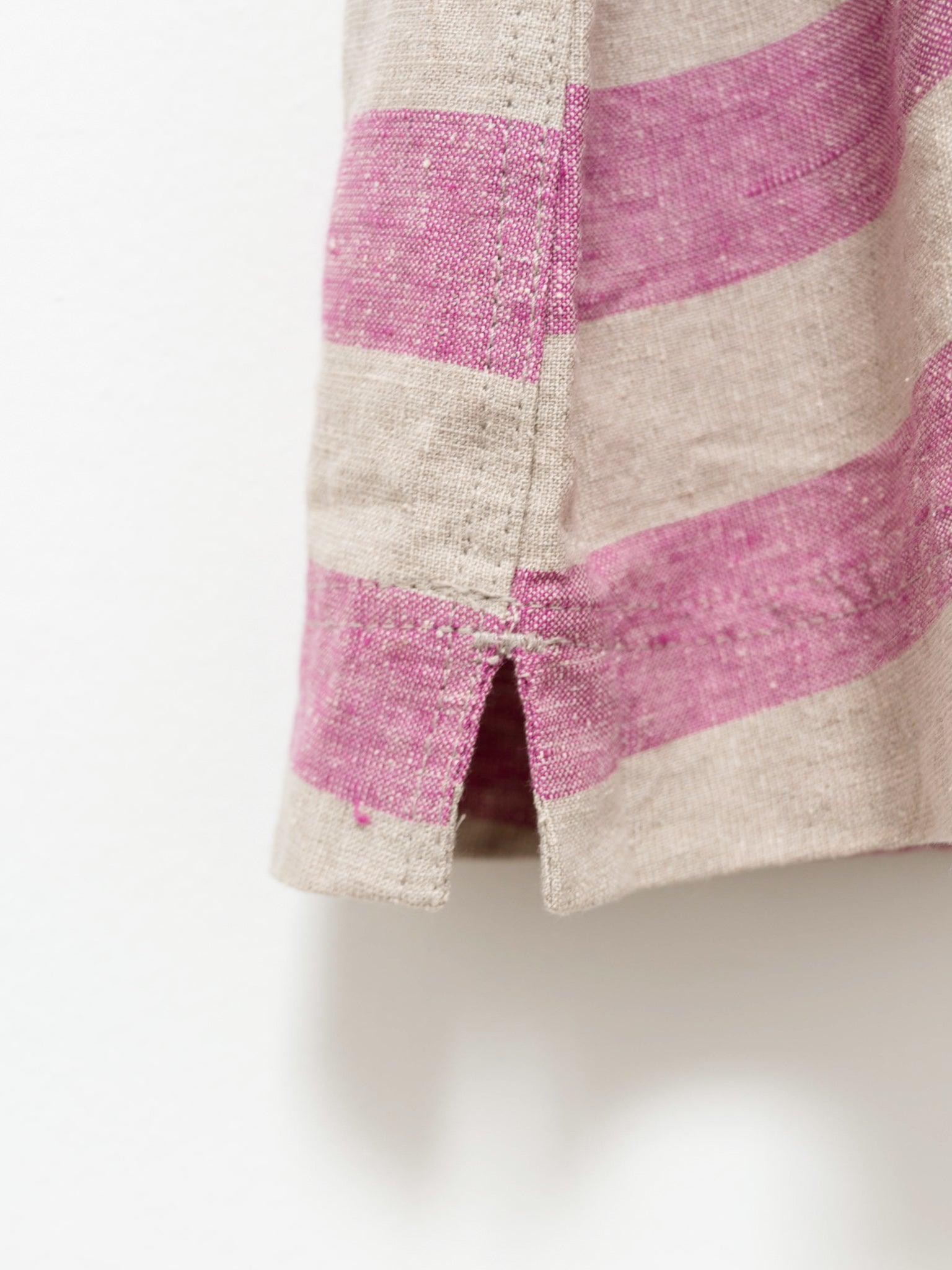 Namu Shop - Ichi Antiquites Linen Silk Border Pullover - Natural x Pink